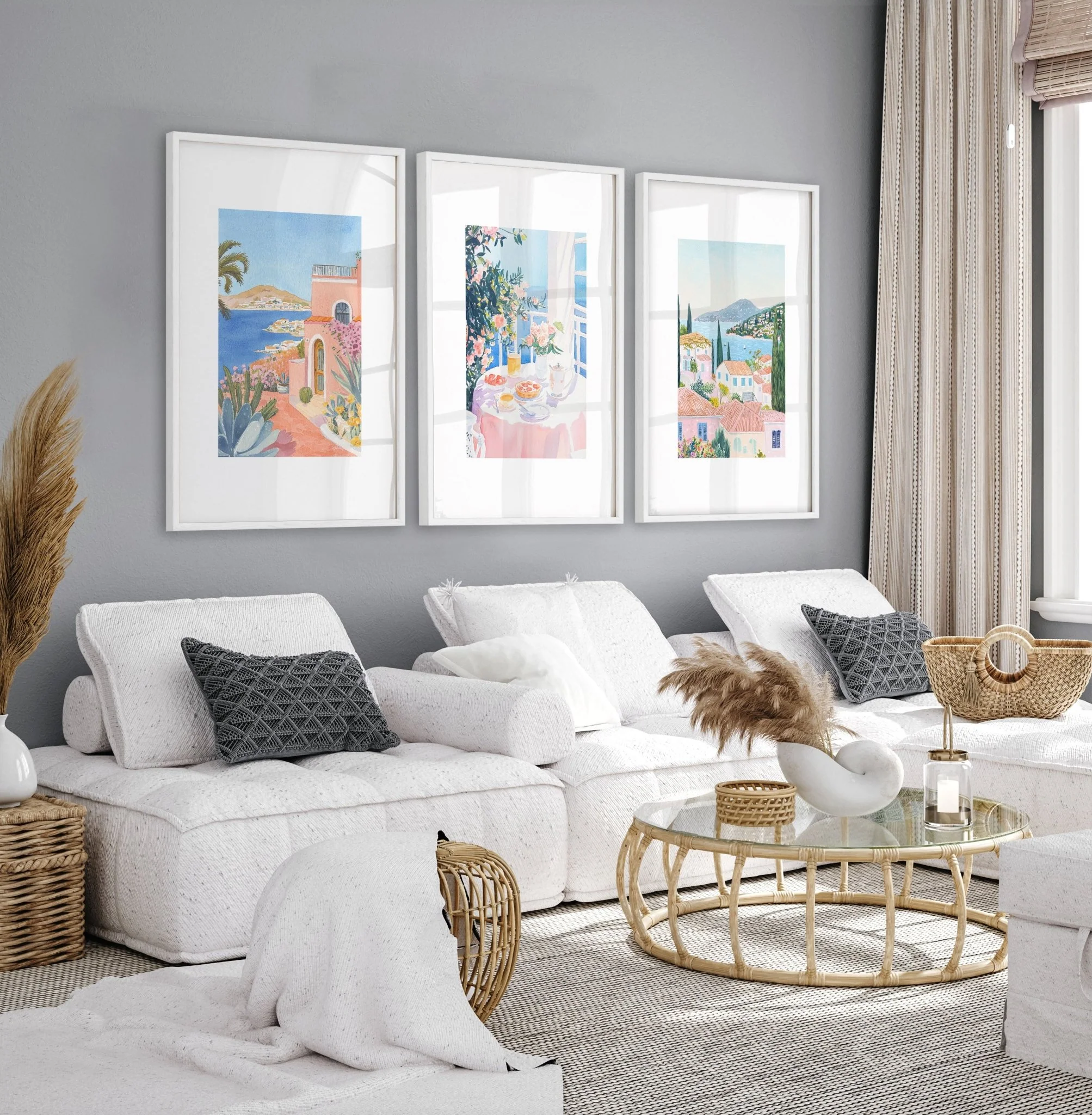 Large Canvas Pictures For Living Room | Set of 3 Beach Decor Wall art Prints - Image 4