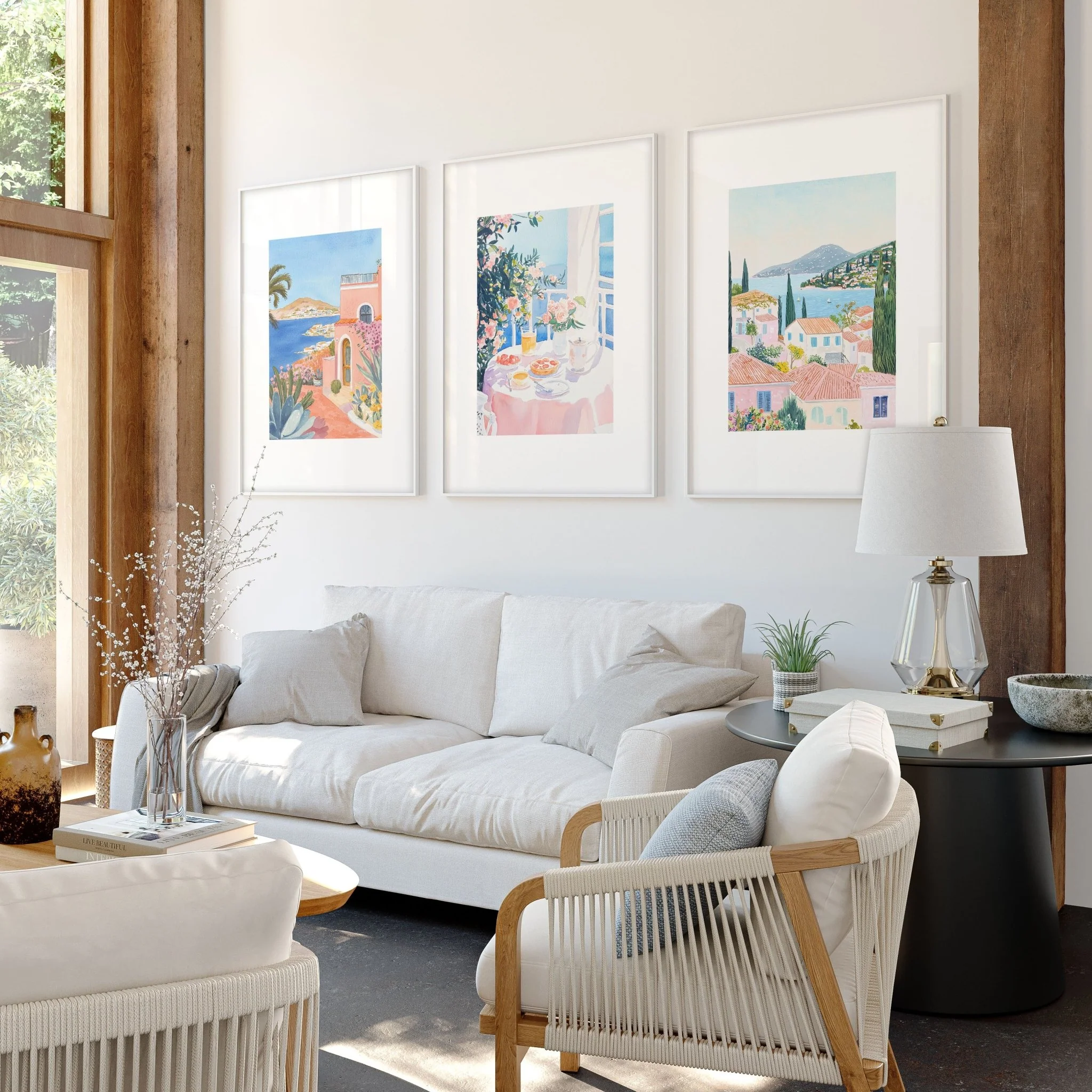 Large Canvas Pictures For Living Room | Set of 3 Beach Decor Wall art Prints - Image 5