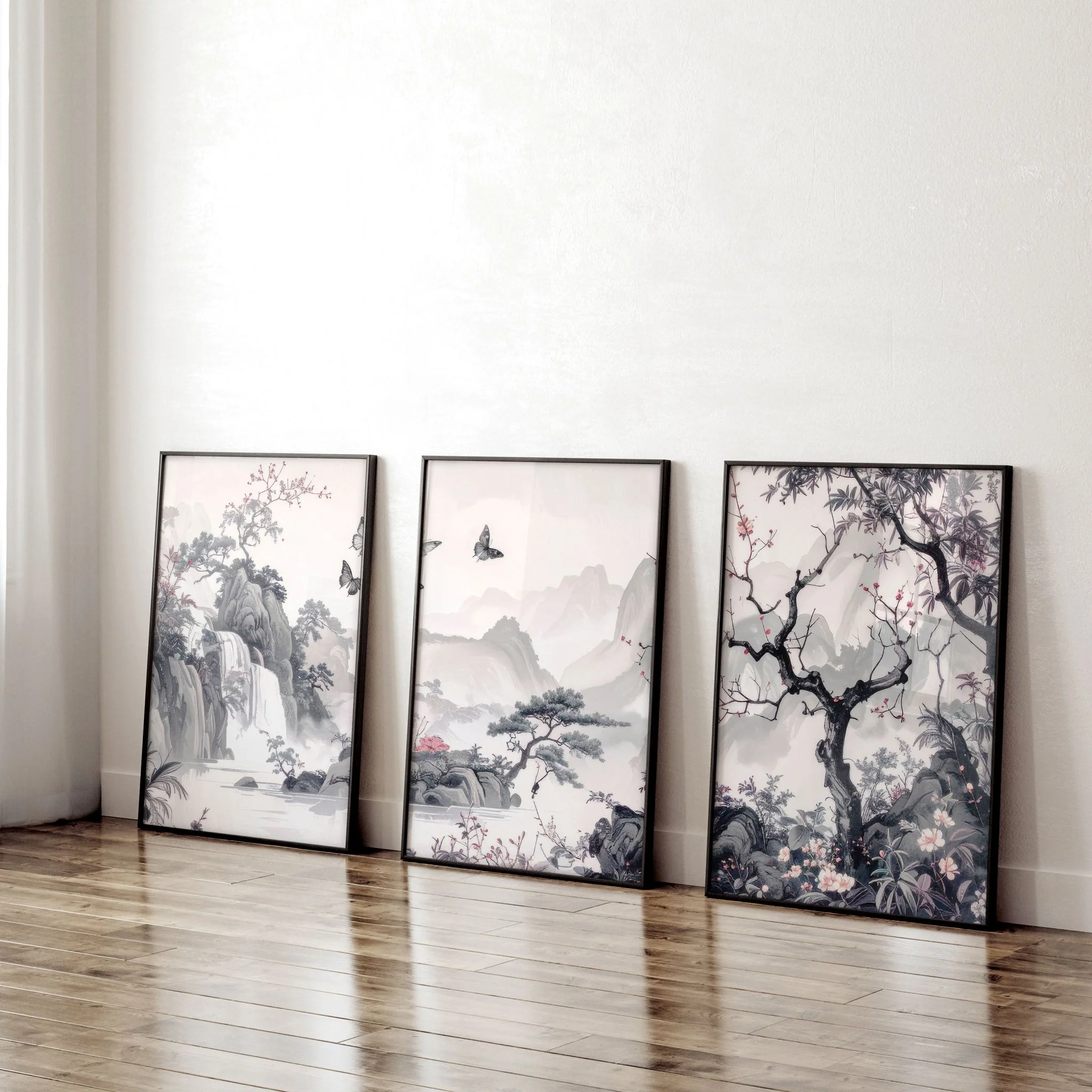 Large Contemporary Wall Art | Set of 3 Chinoiserie Wall art Prints - Image 2