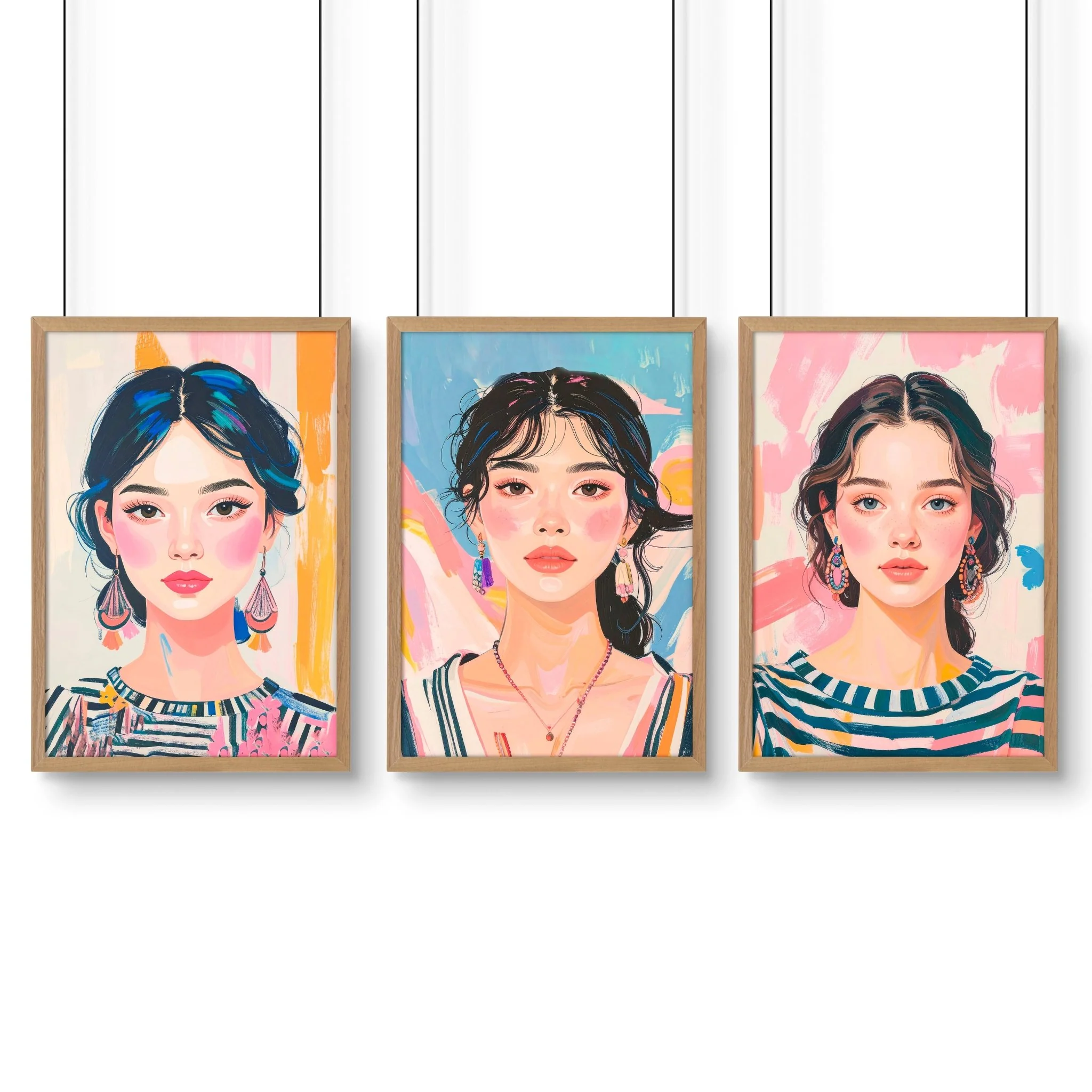 Large Framed Pictures | Set of 3 Boho Women Wall art Prints - Image 14