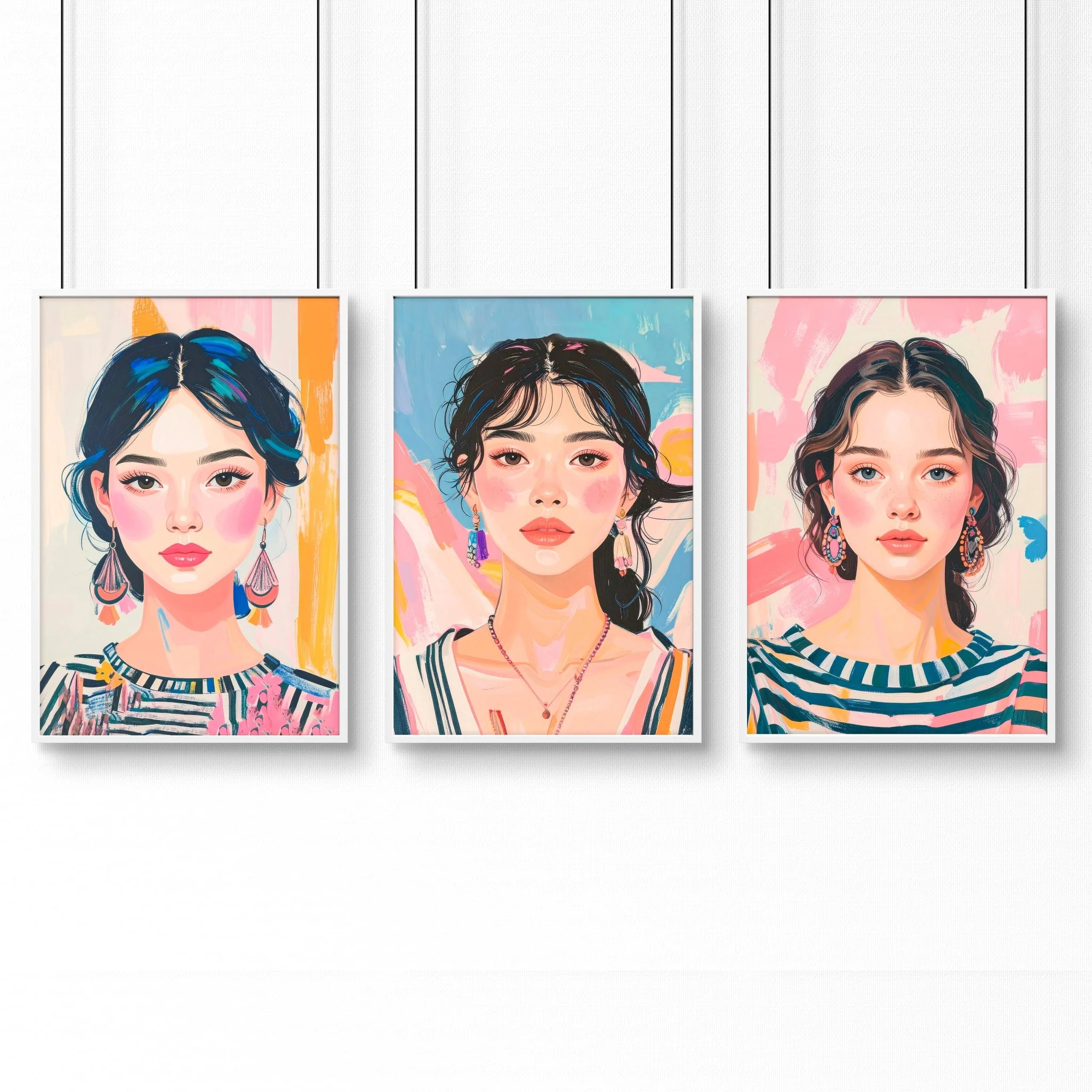 Large Framed Pictures | Set of 3 Boho Women Wall art Prints - Image 15