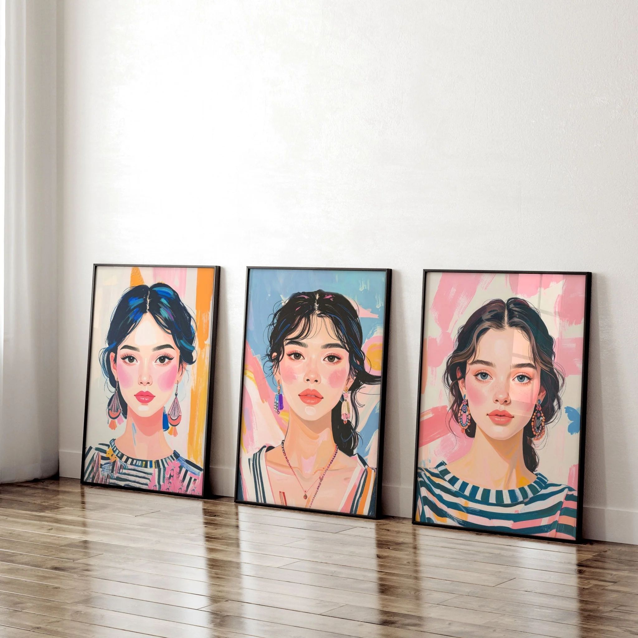 Large Framed Pictures | Set of 3 Boho Women Wall art Prints - Image 2