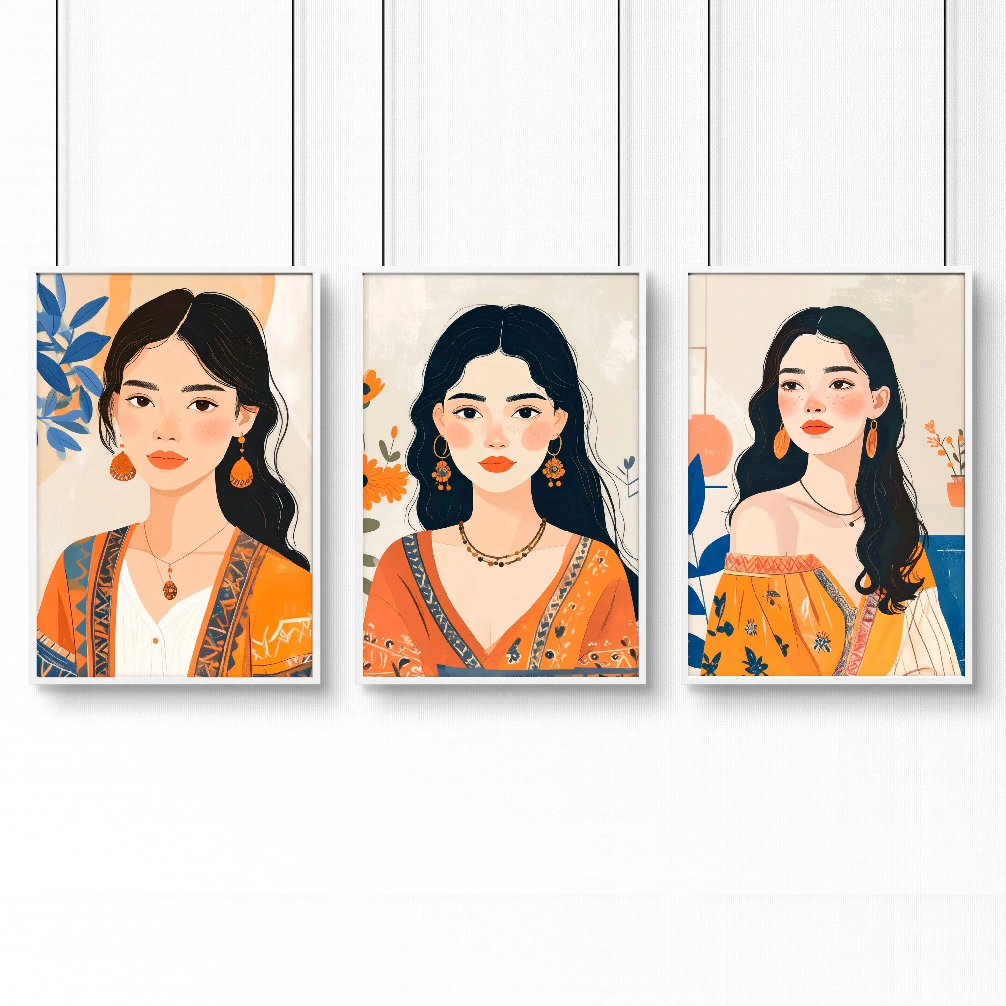 Large Framed Prints | Set of 3 Boho Women Wall art Prints - Image 16
