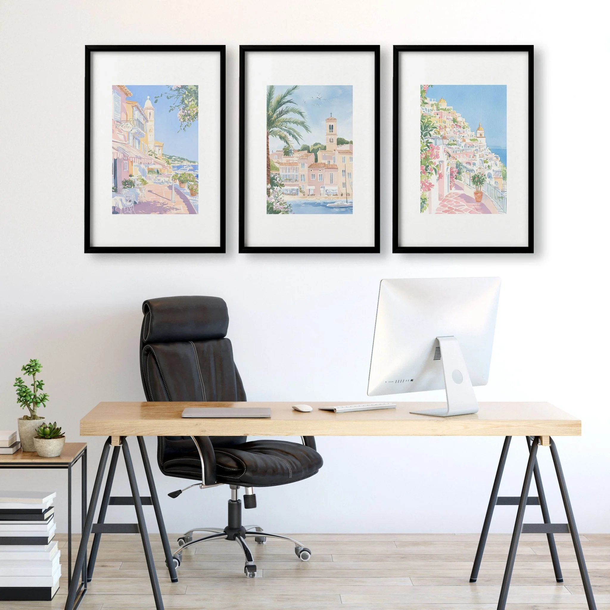 Large Framed Wall Paintings | Set of 3 Beach Decor Wall art Prints - Image 6