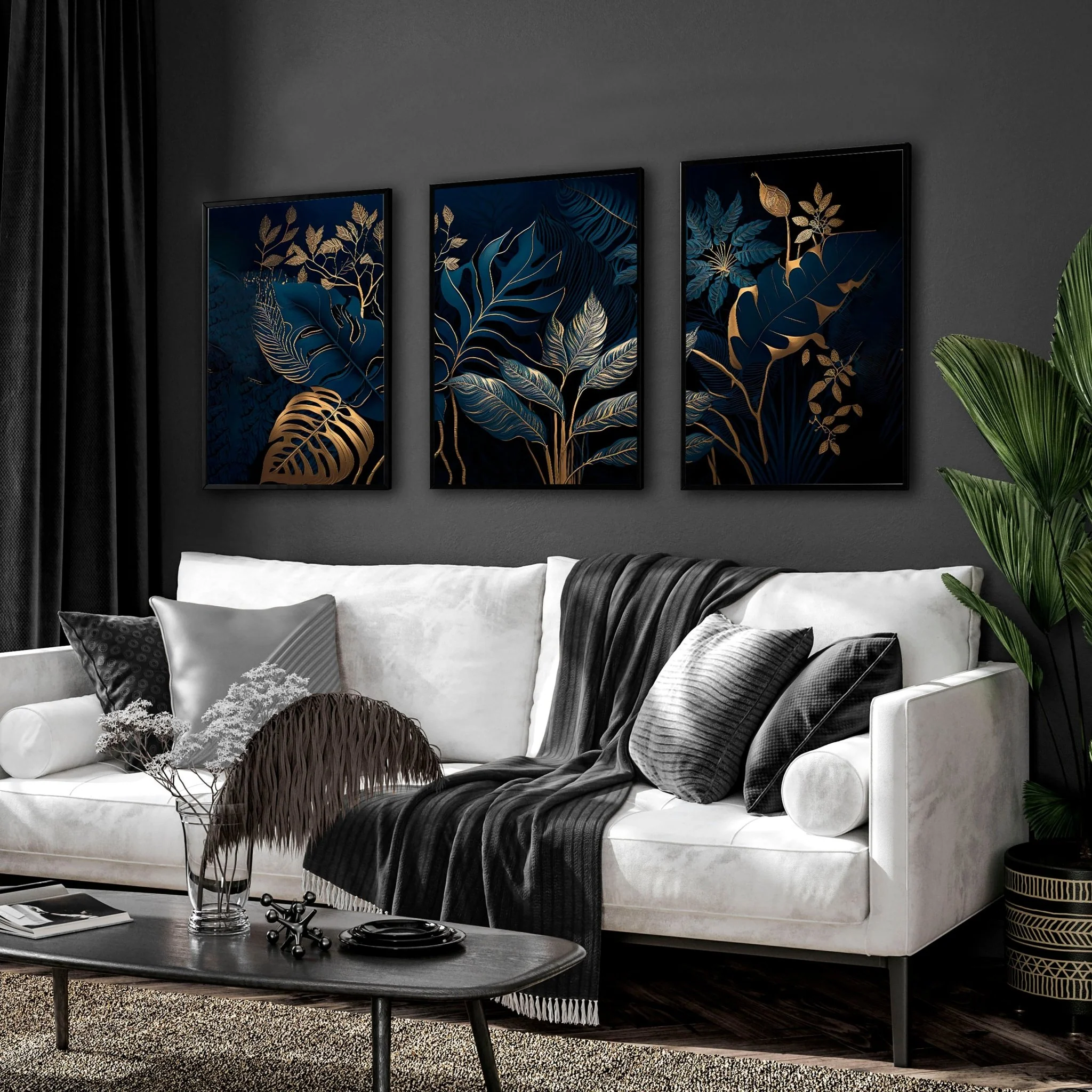 Large Framed Wall Pictures For Living Room | Set of 3 wall art prints - Image 4