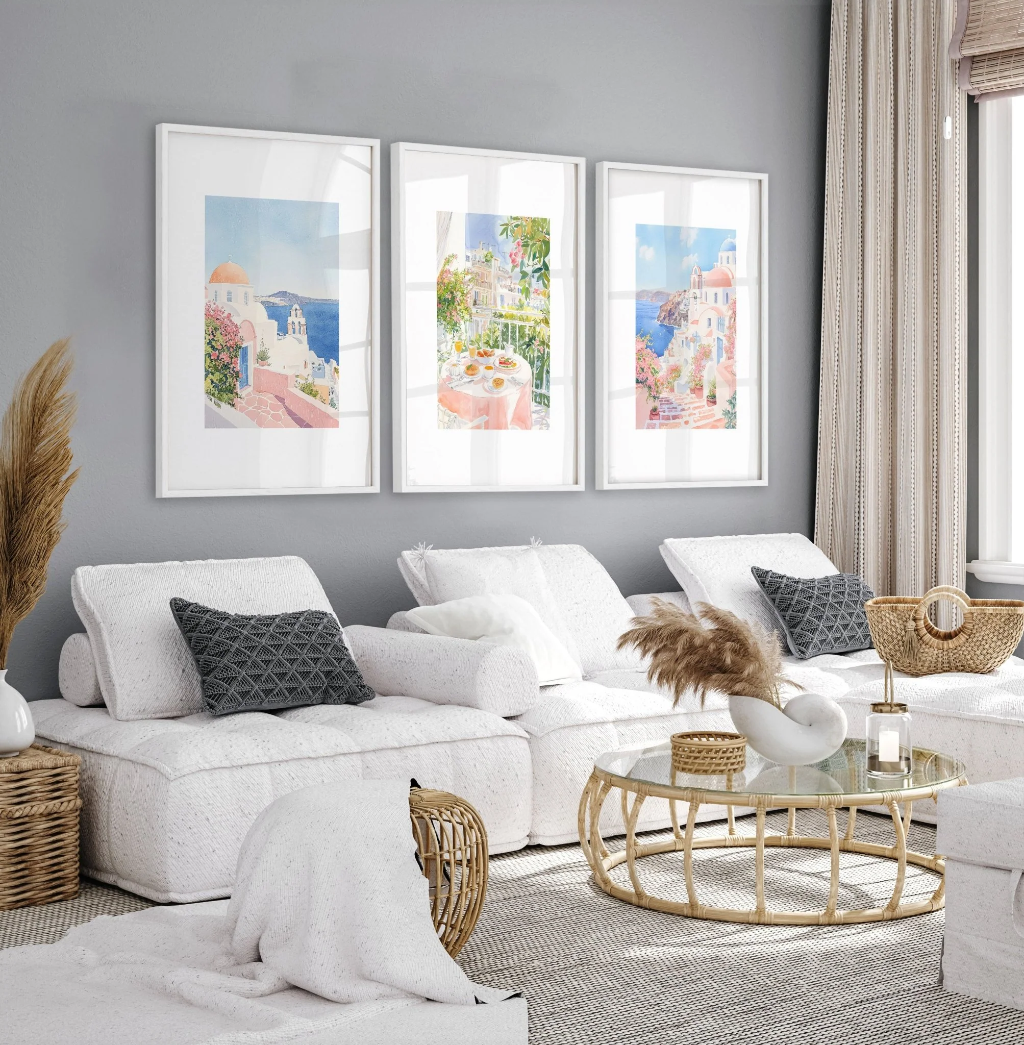 Large Living Room Canvas Art | Set of 3 Beach Decor Wall art Prints - Image 3