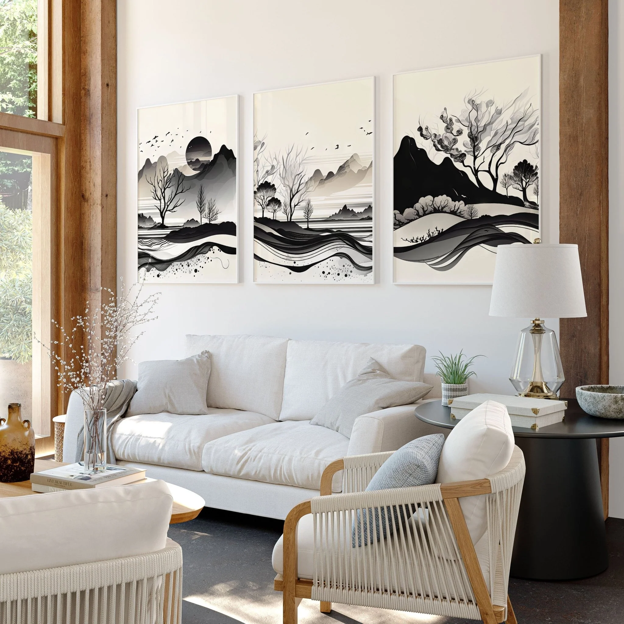 Large Living Room Pictures | Set of 3 wall art prints - Image 3