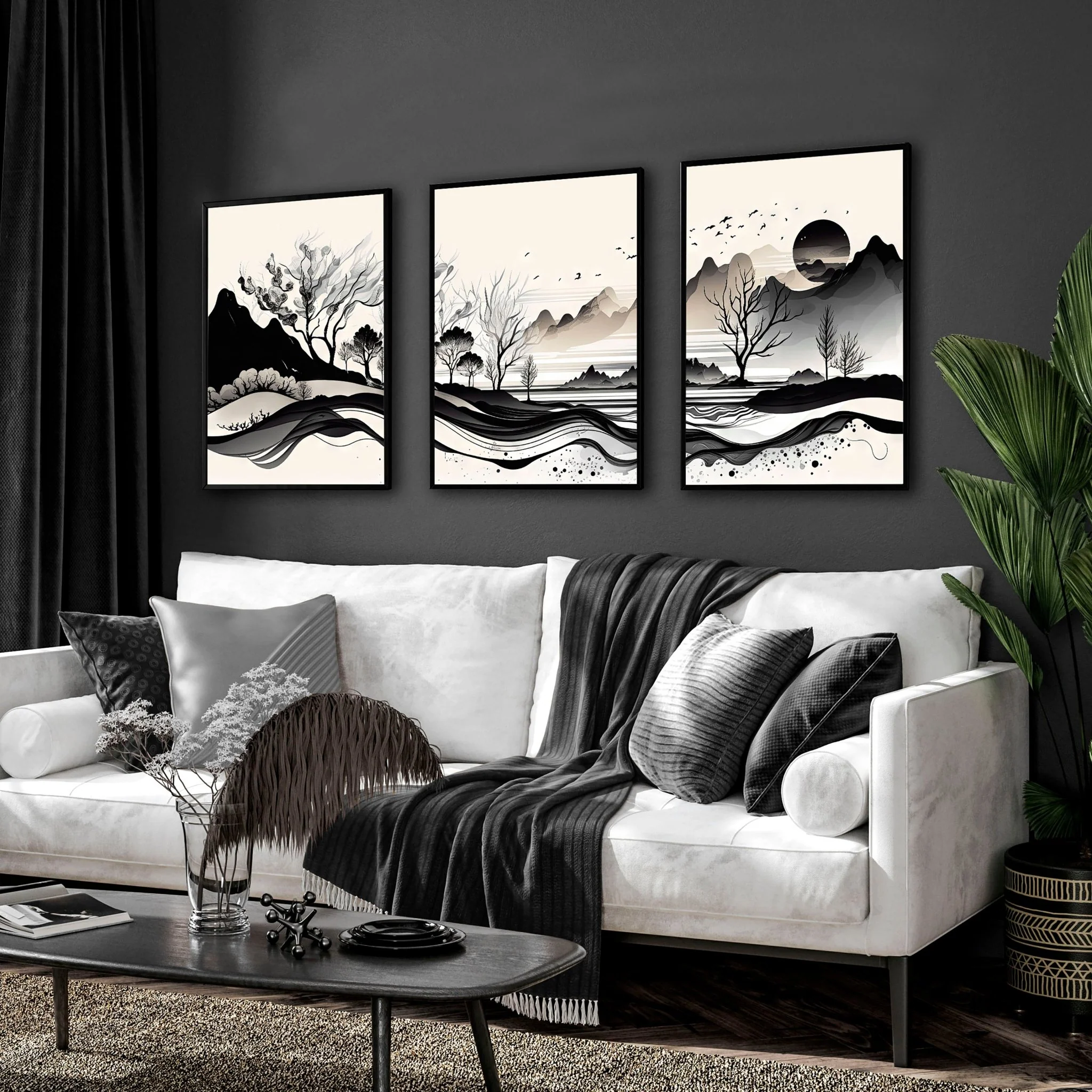 Large Living Room Pictures | Set of 3 wall art prints - Image 4