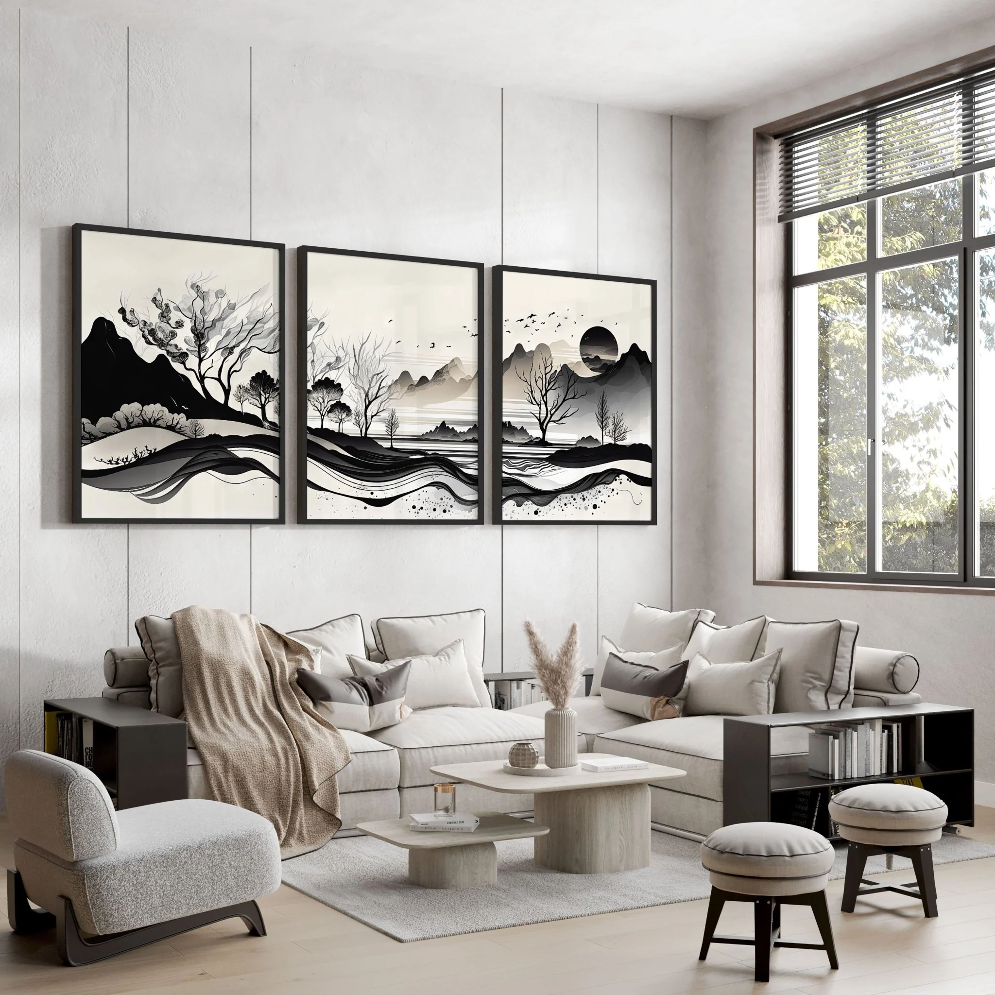 Large Living Room Pictures | Set of 3 wall art prints - Image 5