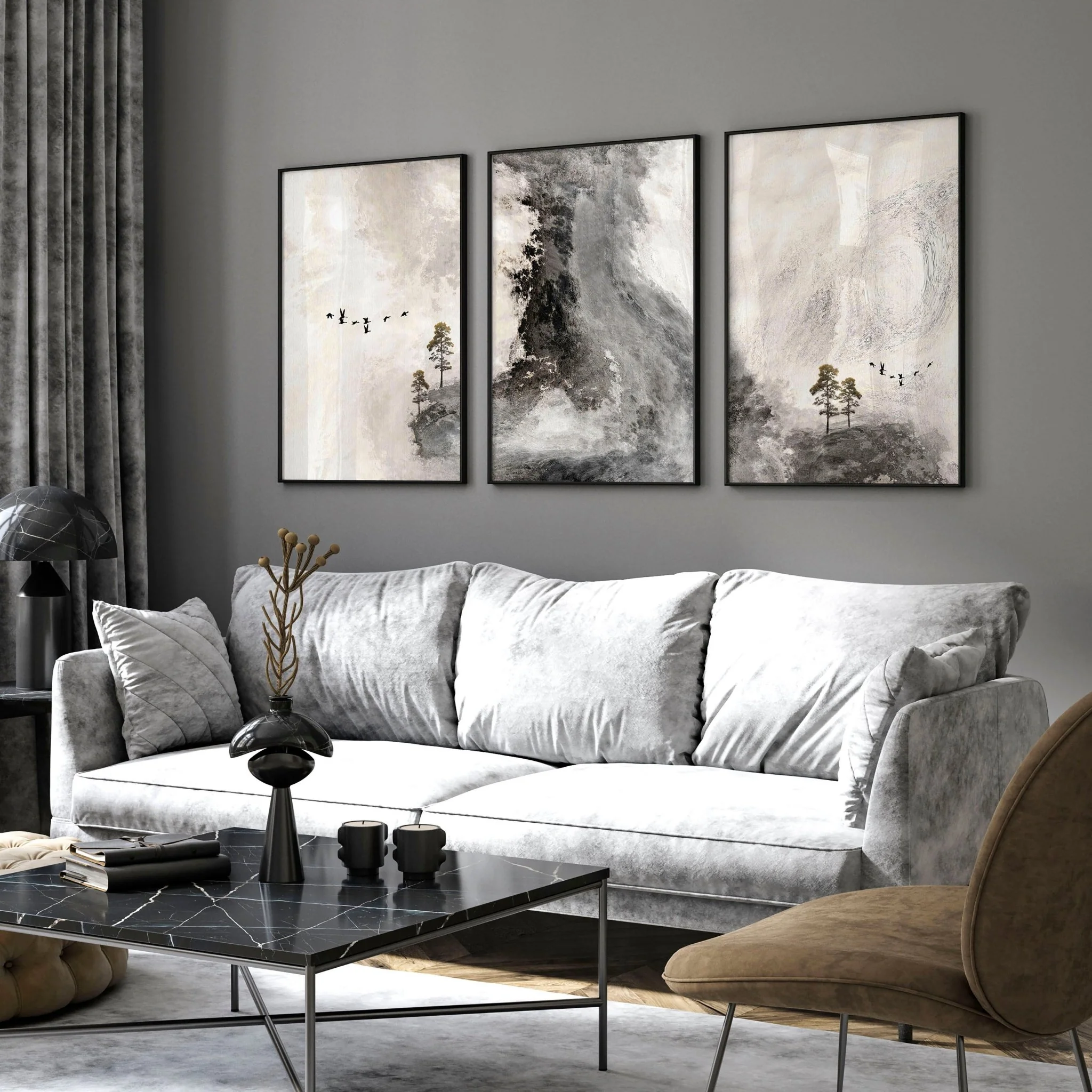 Large living room wall art | set of 3 wall art prints - Image 3