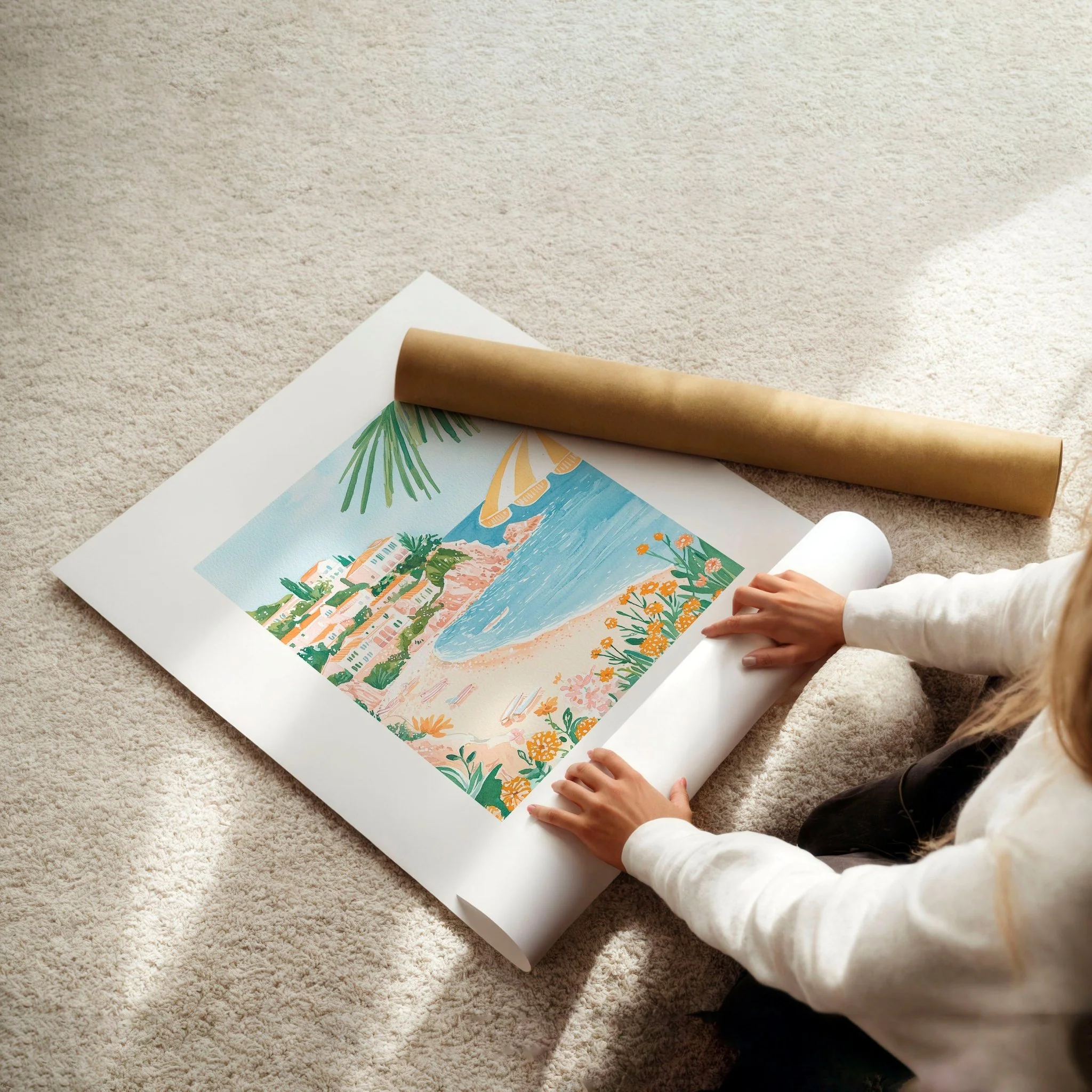 Large Modern Pictures For Living Room | Set of 3 Beach Decor Wall art Prints - Image 13