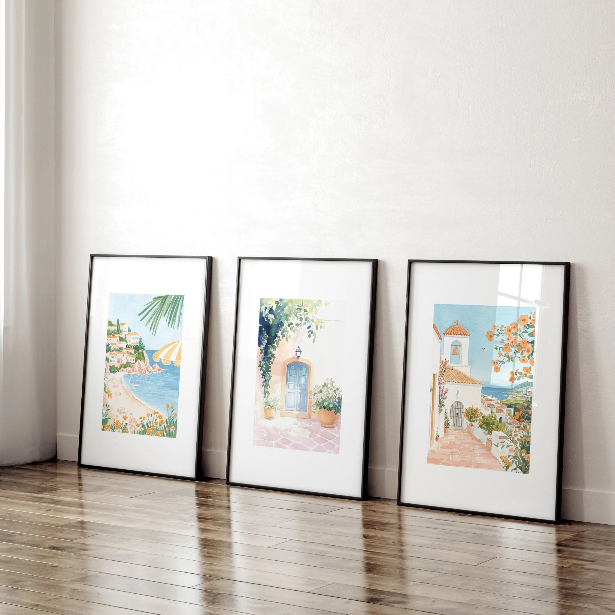 Large Modern Pictures For Living Room | Set of 3 Beach Decor Wall art Prints - Image 3