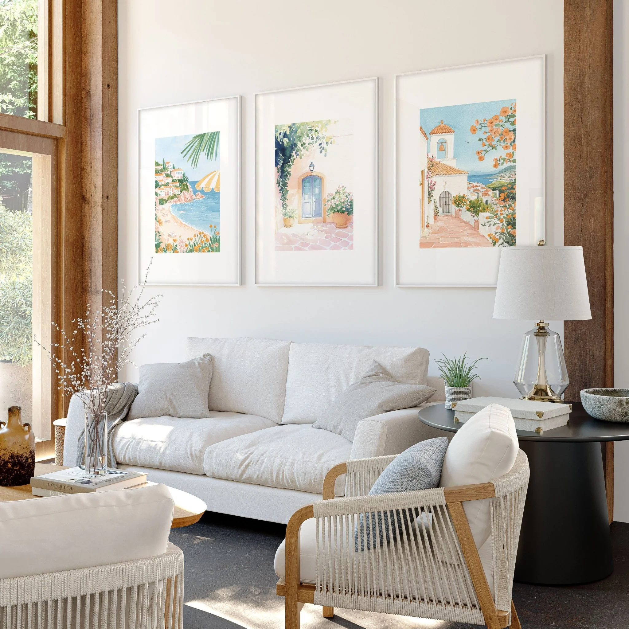 Large Modern Pictures For Living Room | Set of 3 Beach Decor Wall art Prints - Image 4