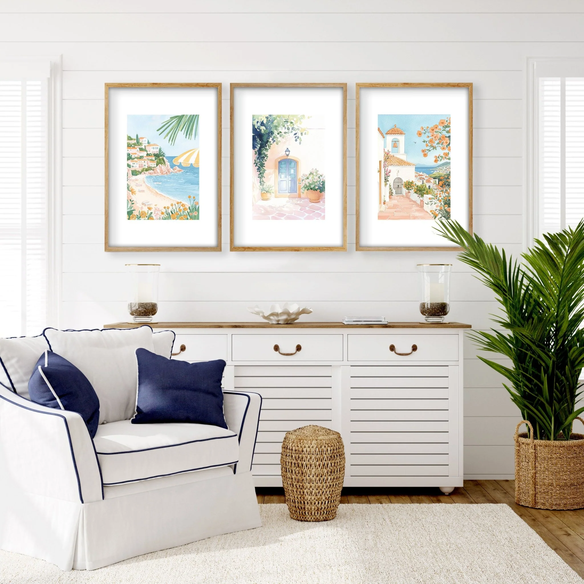 Large Modern Pictures For Living Room | Set of 3 Beach Decor Wall art Prints - Image 5