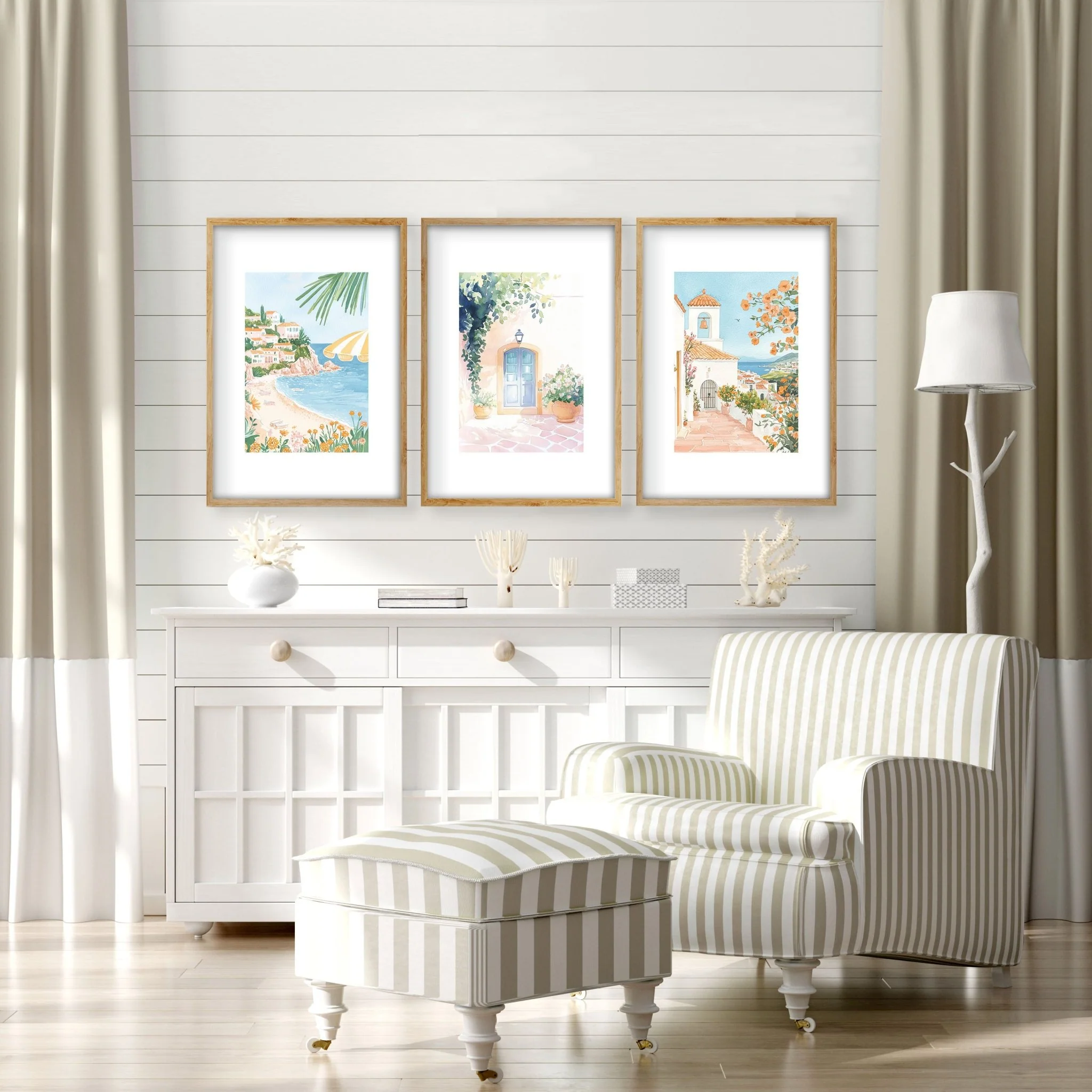 Large Modern Pictures For Living Room | Set of 3 Beach Decor Wall art Prints - Image 6