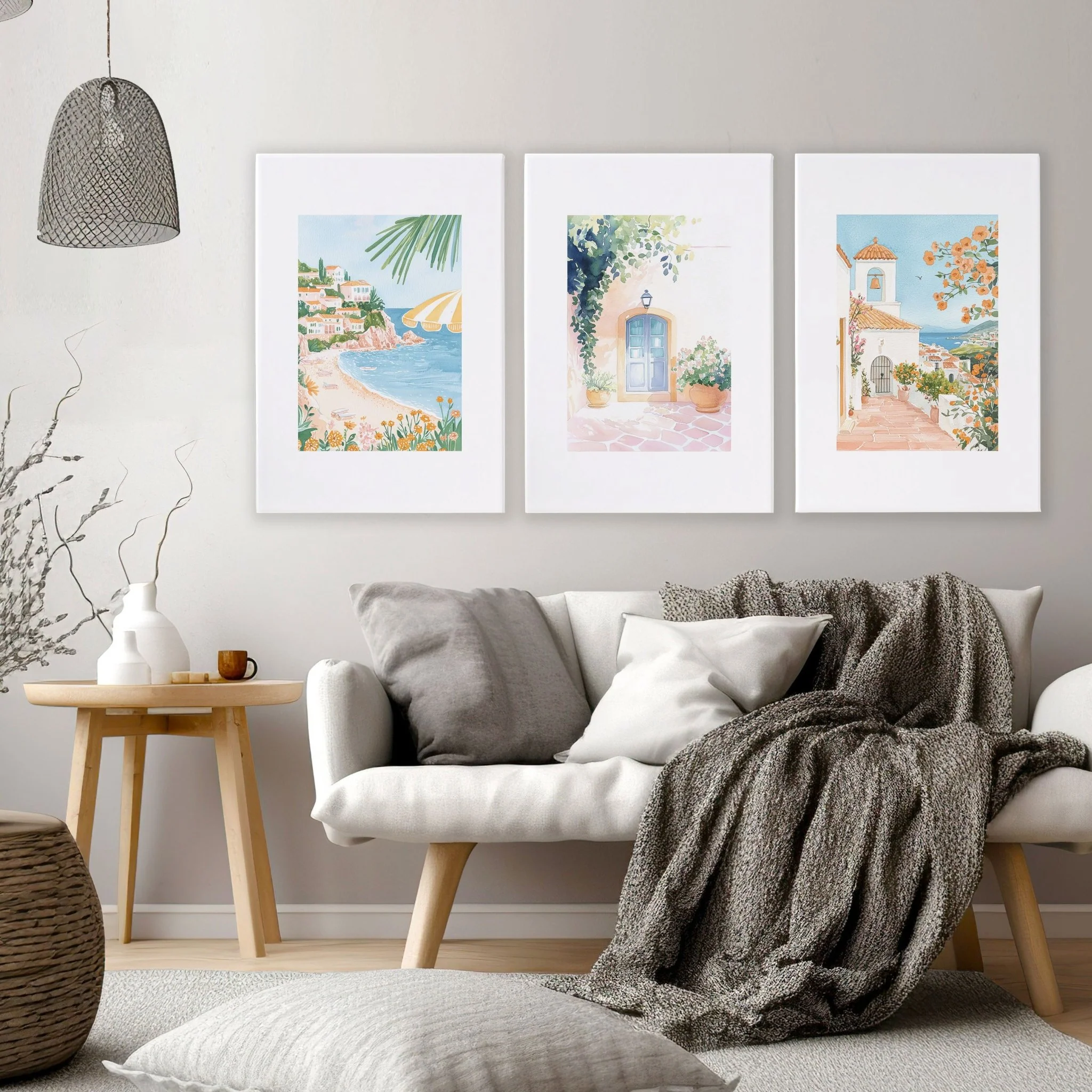 Large Modern Pictures For Living Room | Set of 3 Beach Decor Wall art Prints - Image 8