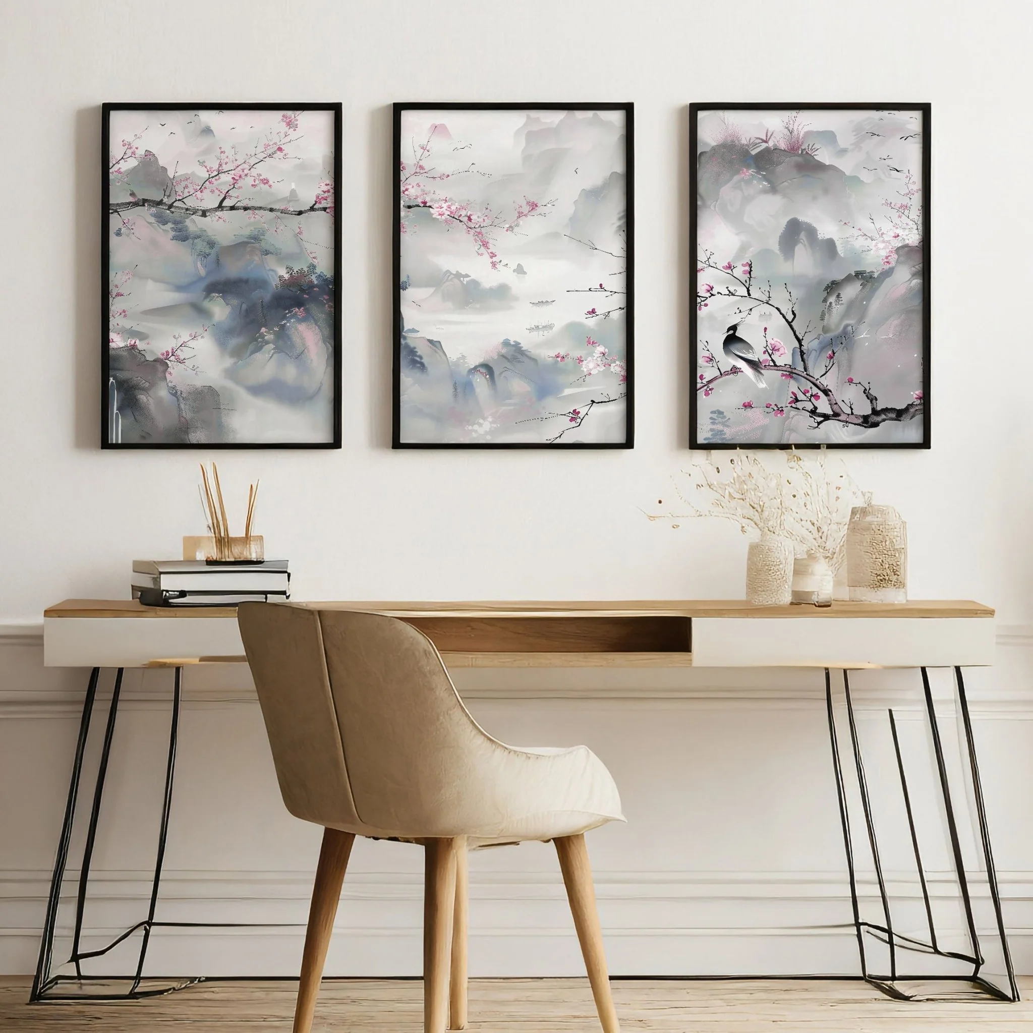 Large Modern Wall Art | Set of 3 Chinoiserie Wall art Prints - Image 3