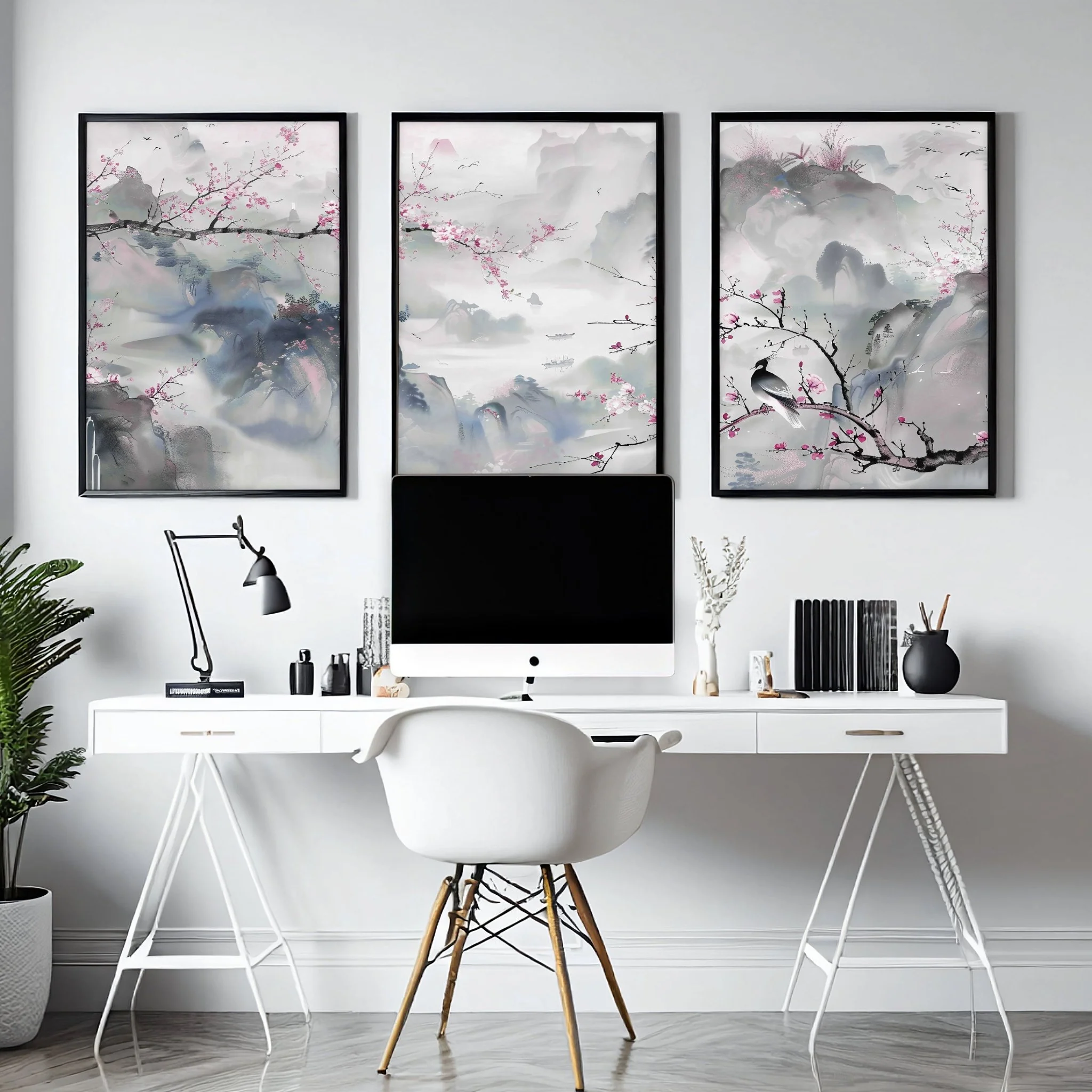 Large Modern Wall Art | Set of 3 Chinoiserie Wall art Prints - Image 4