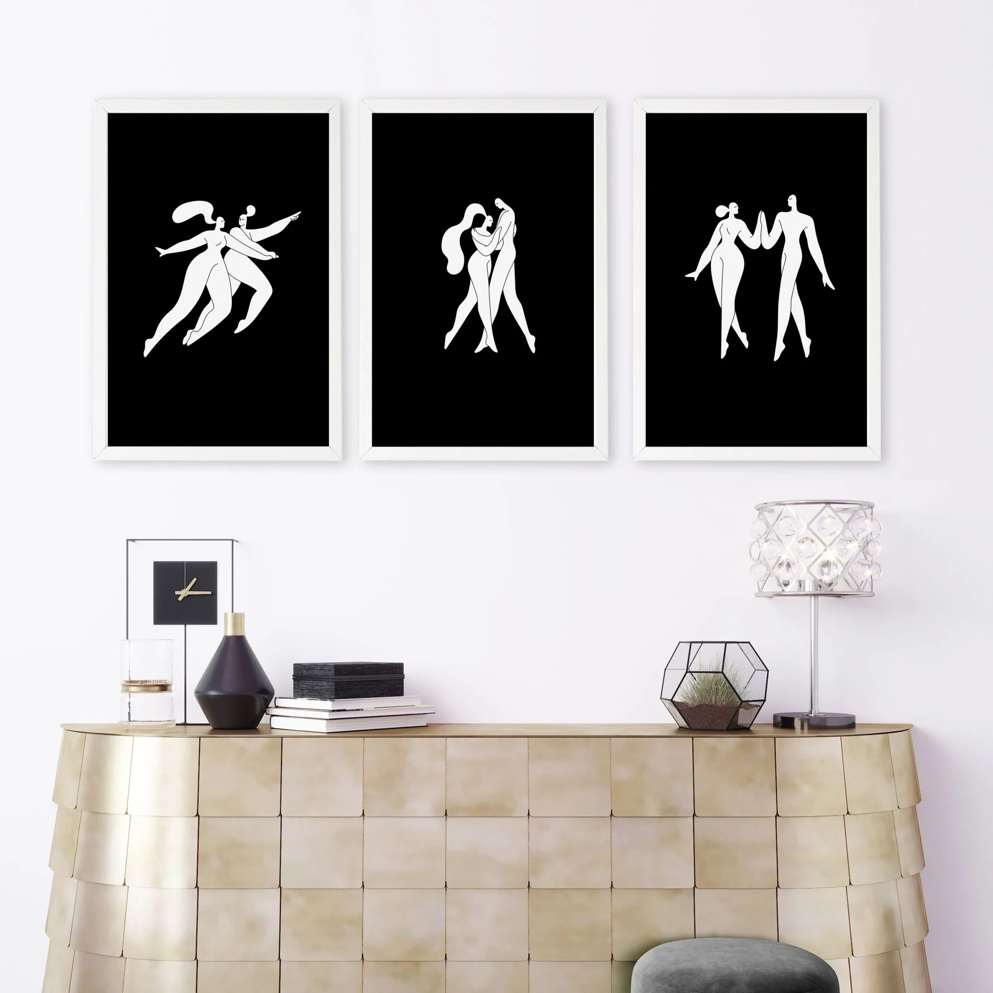 Large Paintings For Living Room | Set of 3 Boho Women Wall art Prints - Image 5