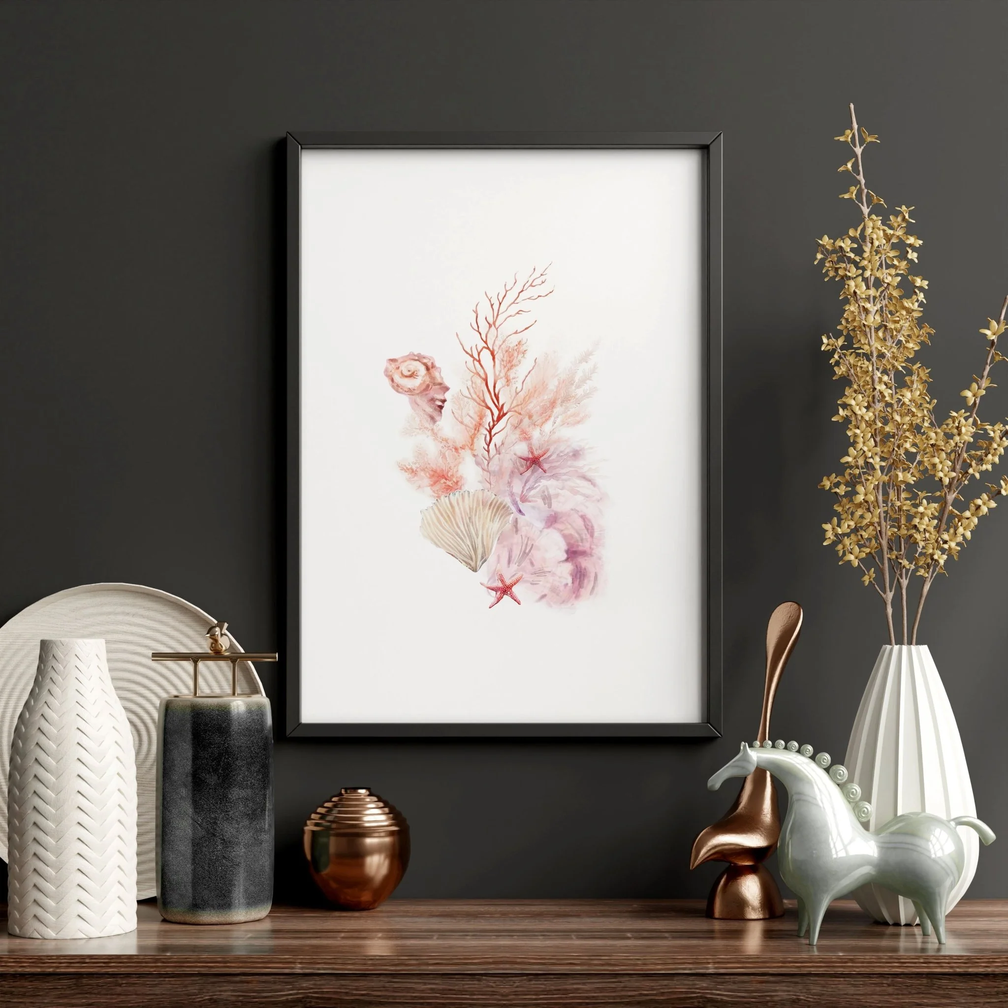 Large Paintings For Wall | Set of 3 Seashells Wall art Prints - Image 8