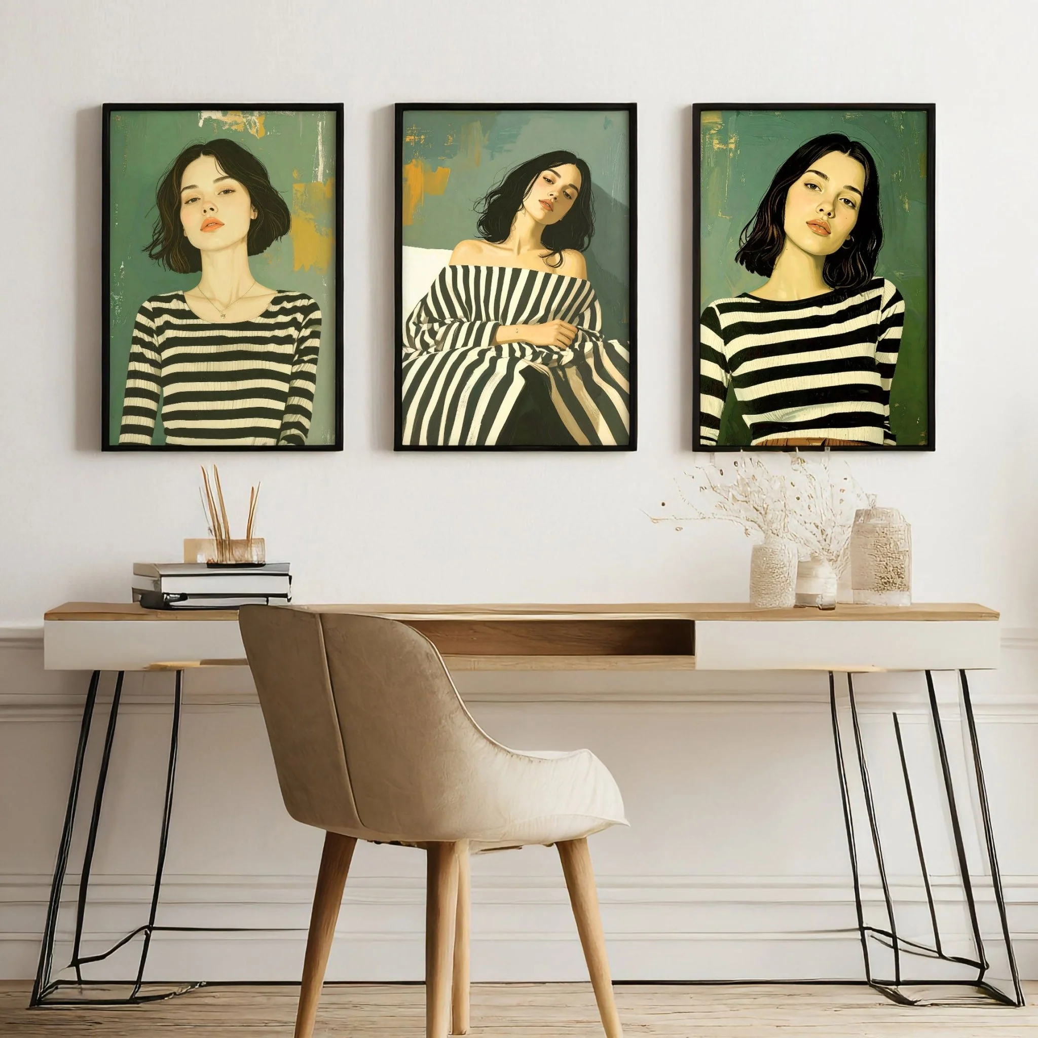 Large Picture Frames For Walls | Set of 3 Boho Women Wall art Prints - Image 2