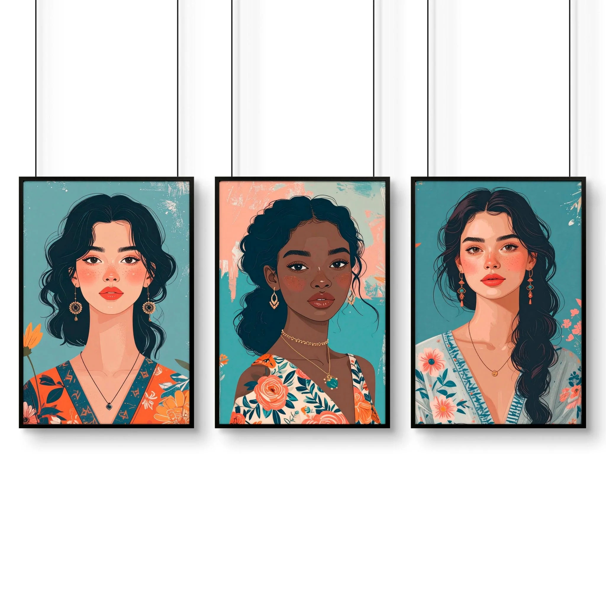 Large Pictures For Walls | Set of 3 Boho Women Wall art Prints - Image 11