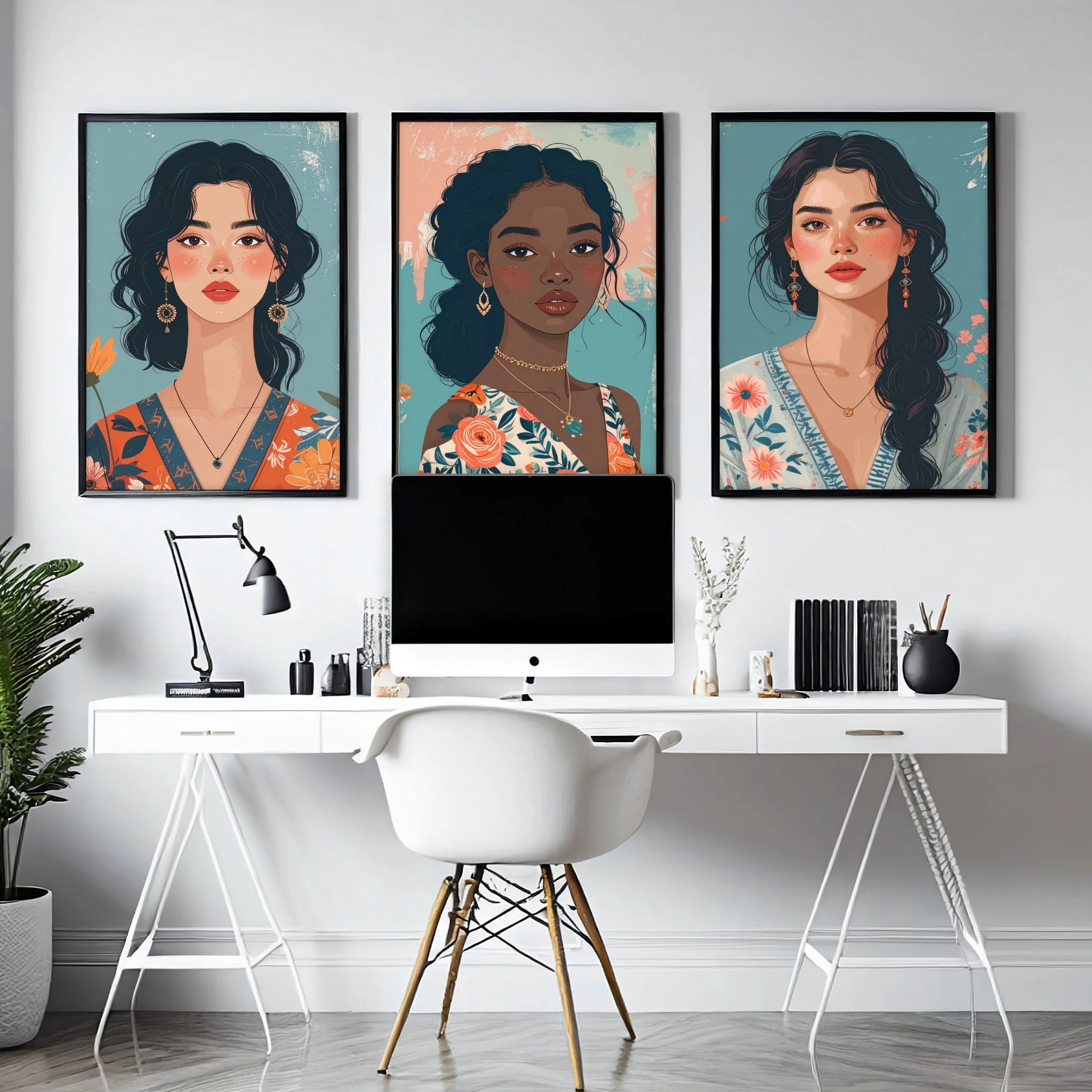 Large Pictures For Walls | Set of 3 Boho Women Wall art Prints - Image 4