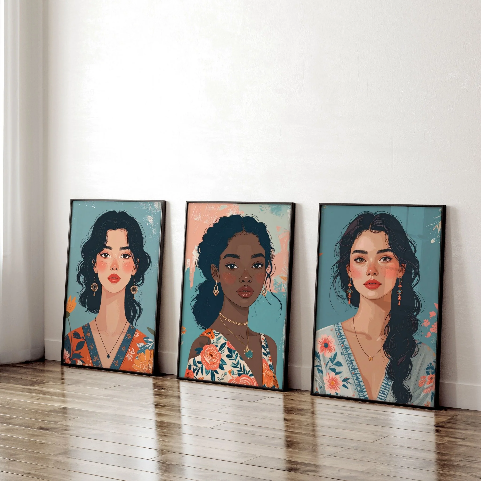 Large Pictures For Walls | Set of 3 Boho Women Wall art Prints - Image 5