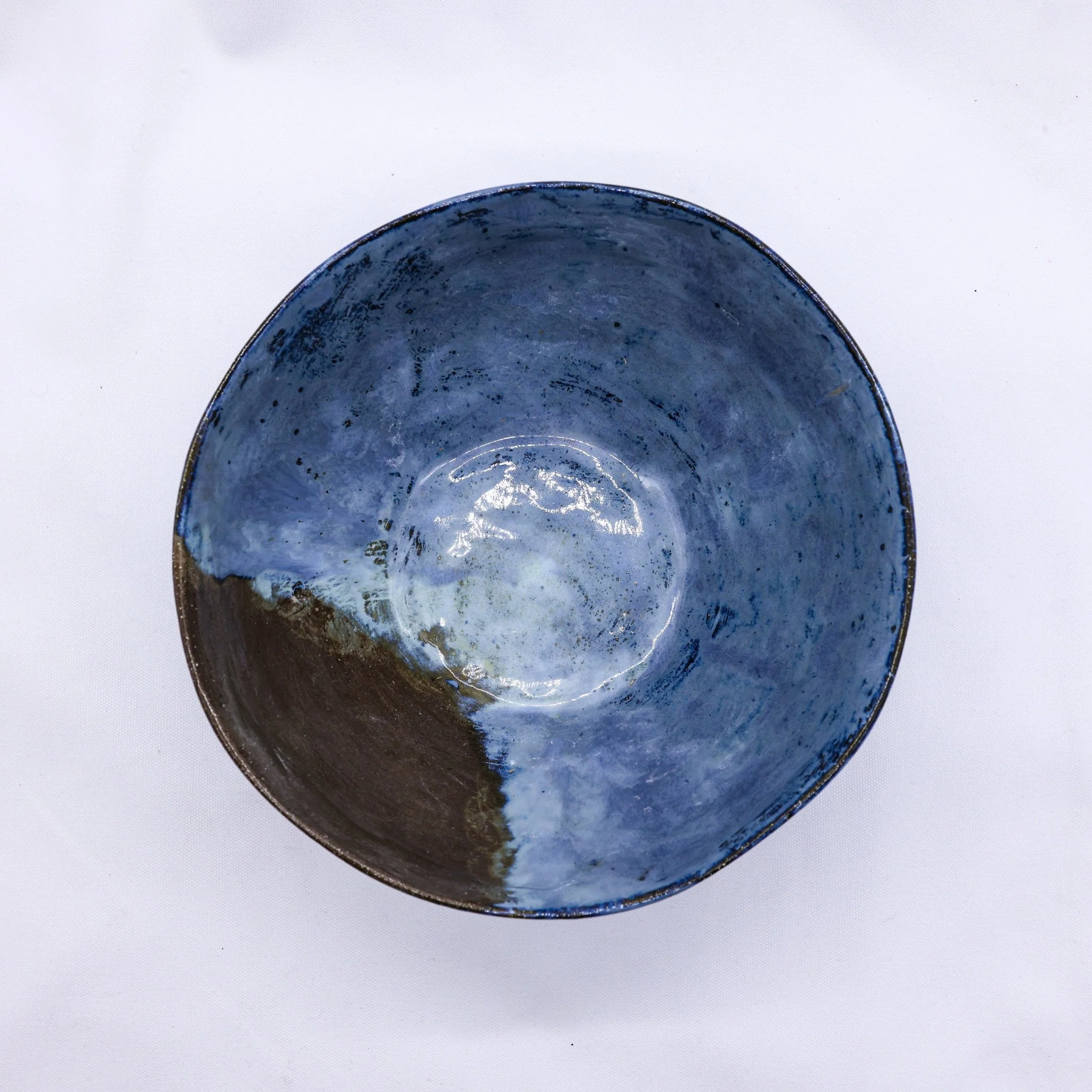 Large Smoked Grey Cold Aegean Fade Handmade Ceramic Stoneware Dinner Bowl - Image 2