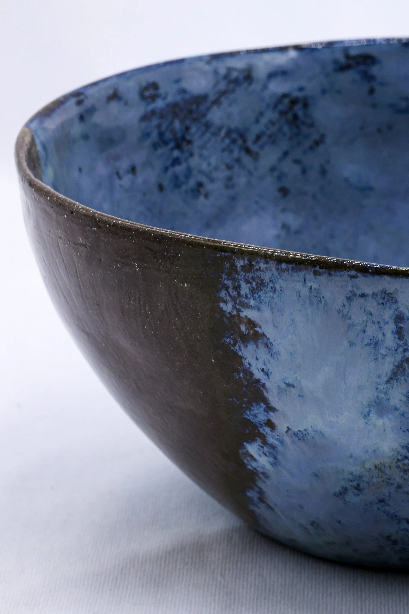 Large Smoked Grey Cold Aegean Fade Handmade Ceramic Stoneware Dinner Bowl - Image 3