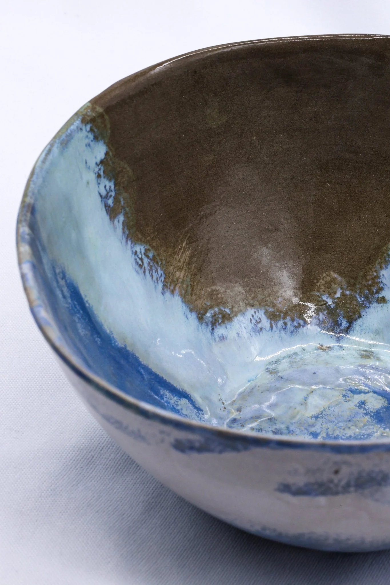 Large Stone Reef Blue Handmade Ceramic Stoneware Dinner Bowl - Image 3