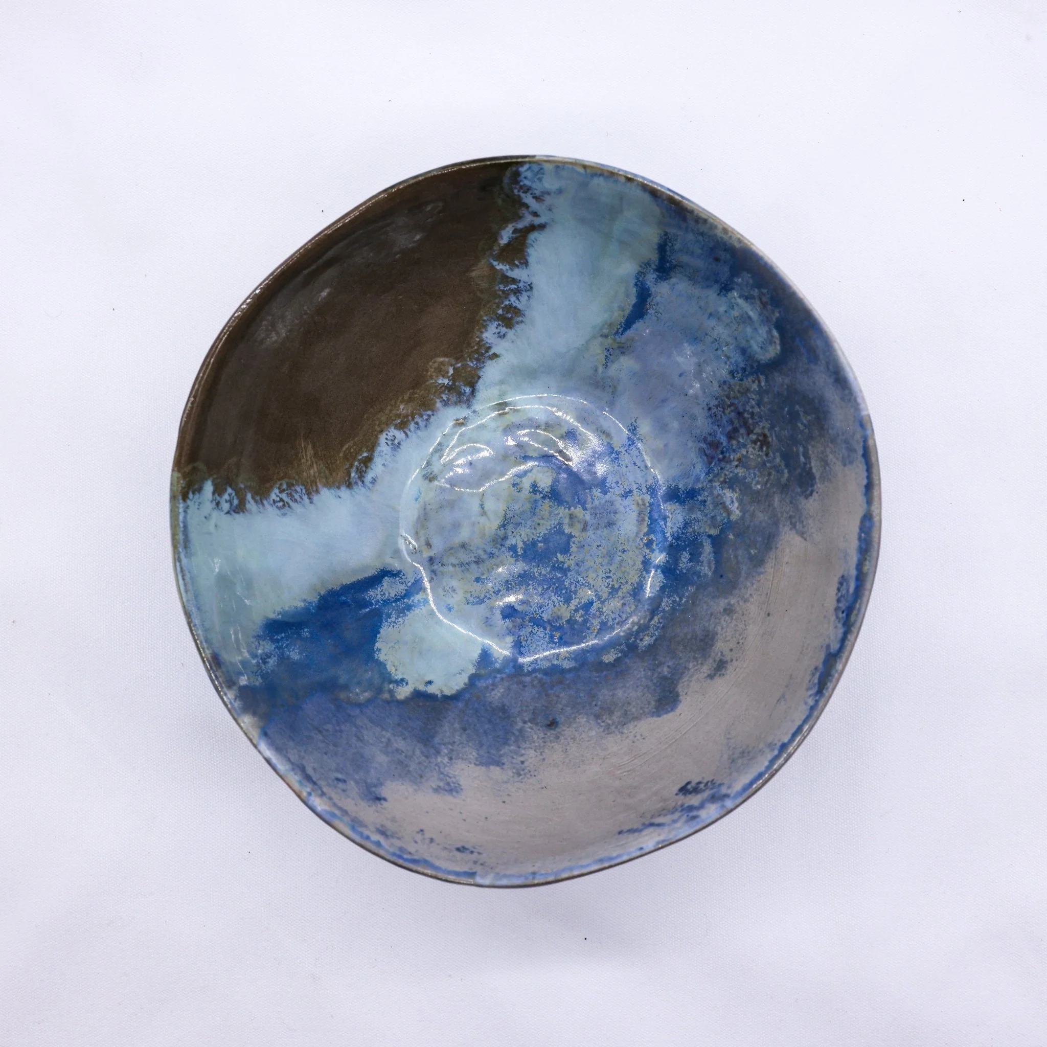 Large Stone Reef Blue Handmade Ceramic Stoneware Dinner Bowl - Image 4