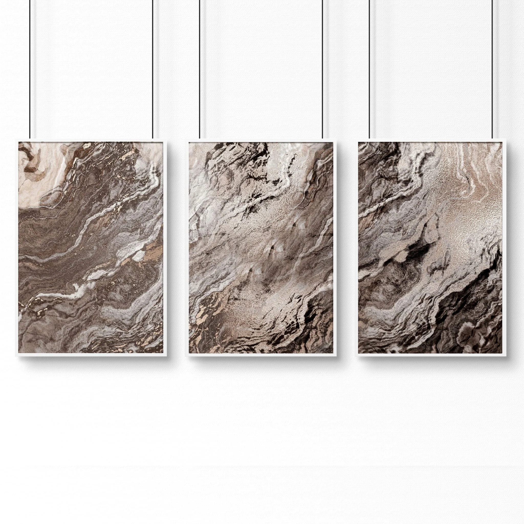 Large wall art living room | set of 3 Marble wall art prints - Image 8