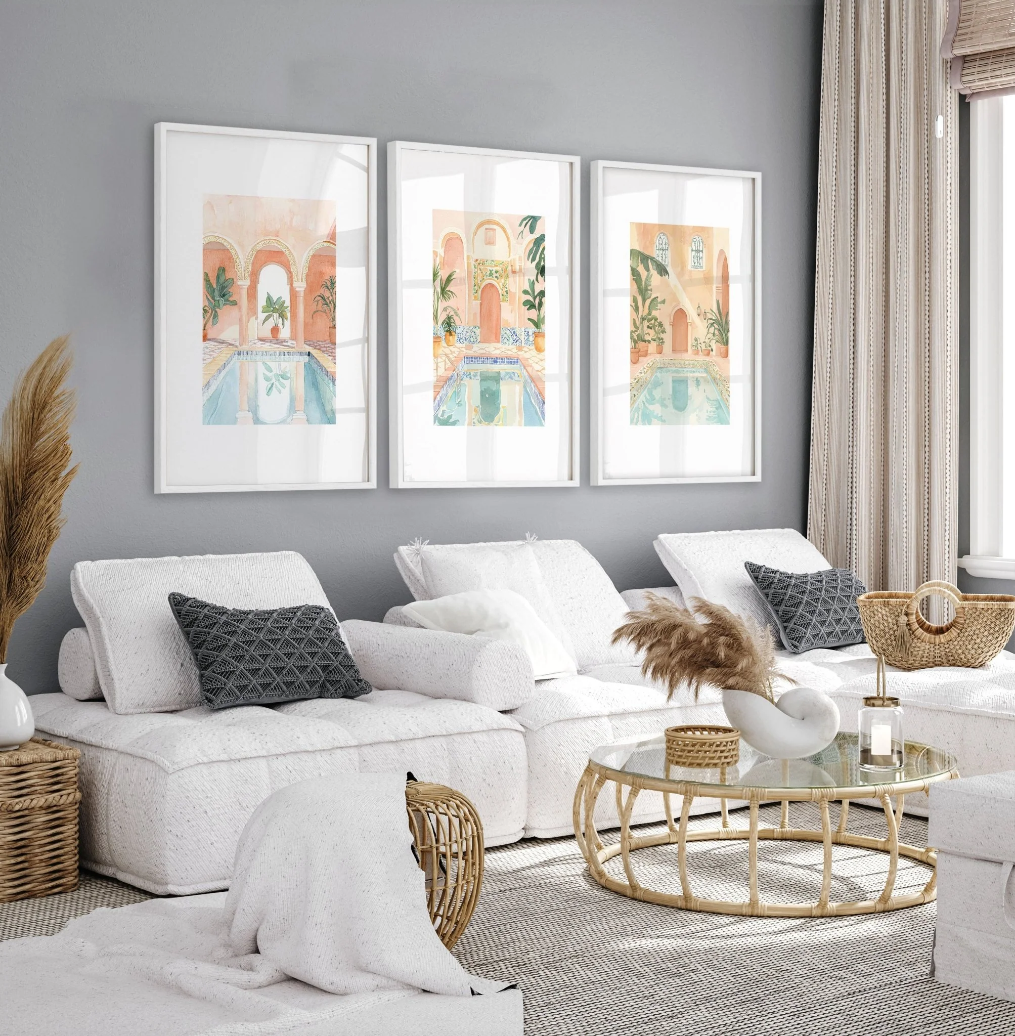 Large Wall Pictures For Living Room | Set of 3 Beach Decor Wall art Prints - Image 4