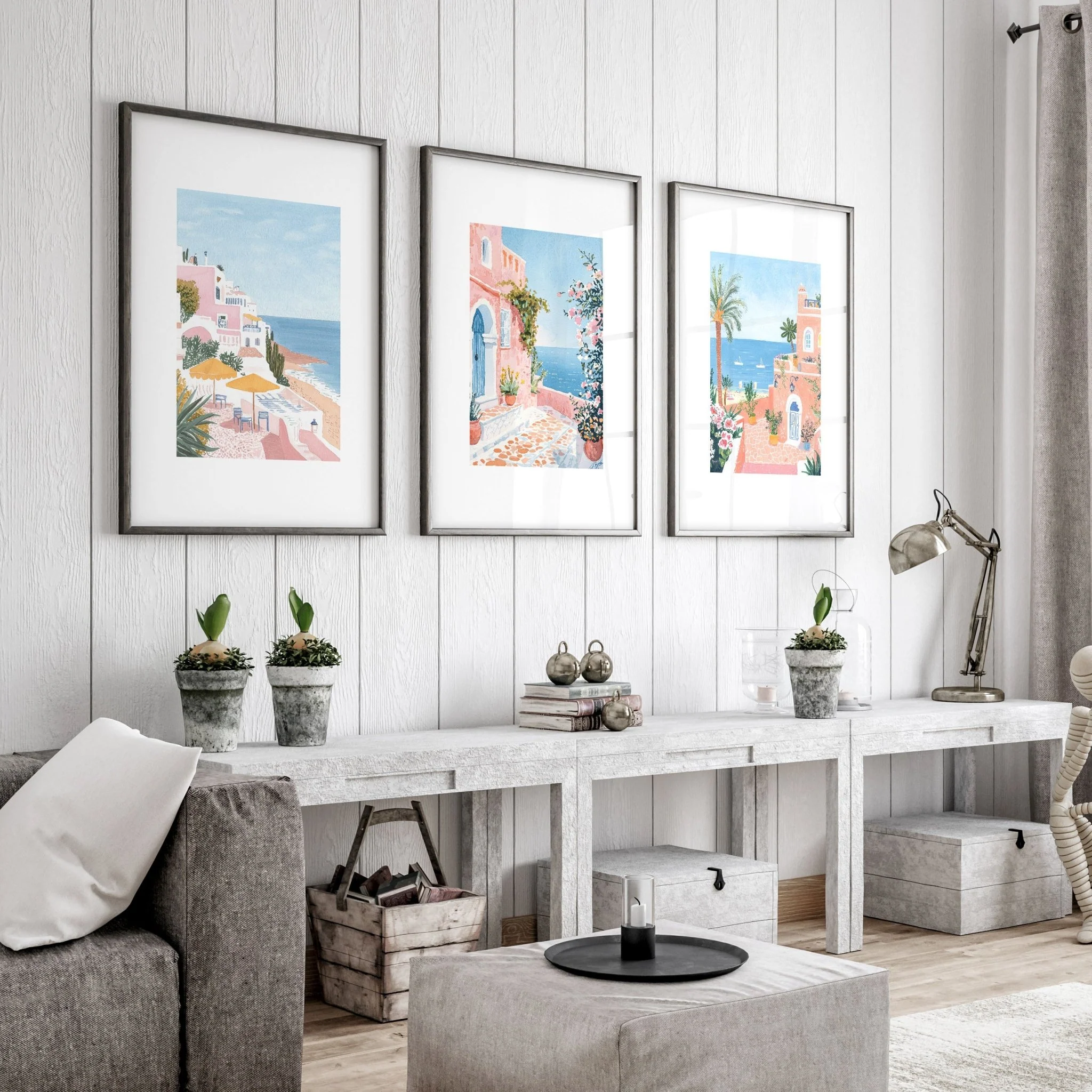 Large Wall Pictures Living Room | Set of 3 Beach Decor Wall art Prints - Image 4