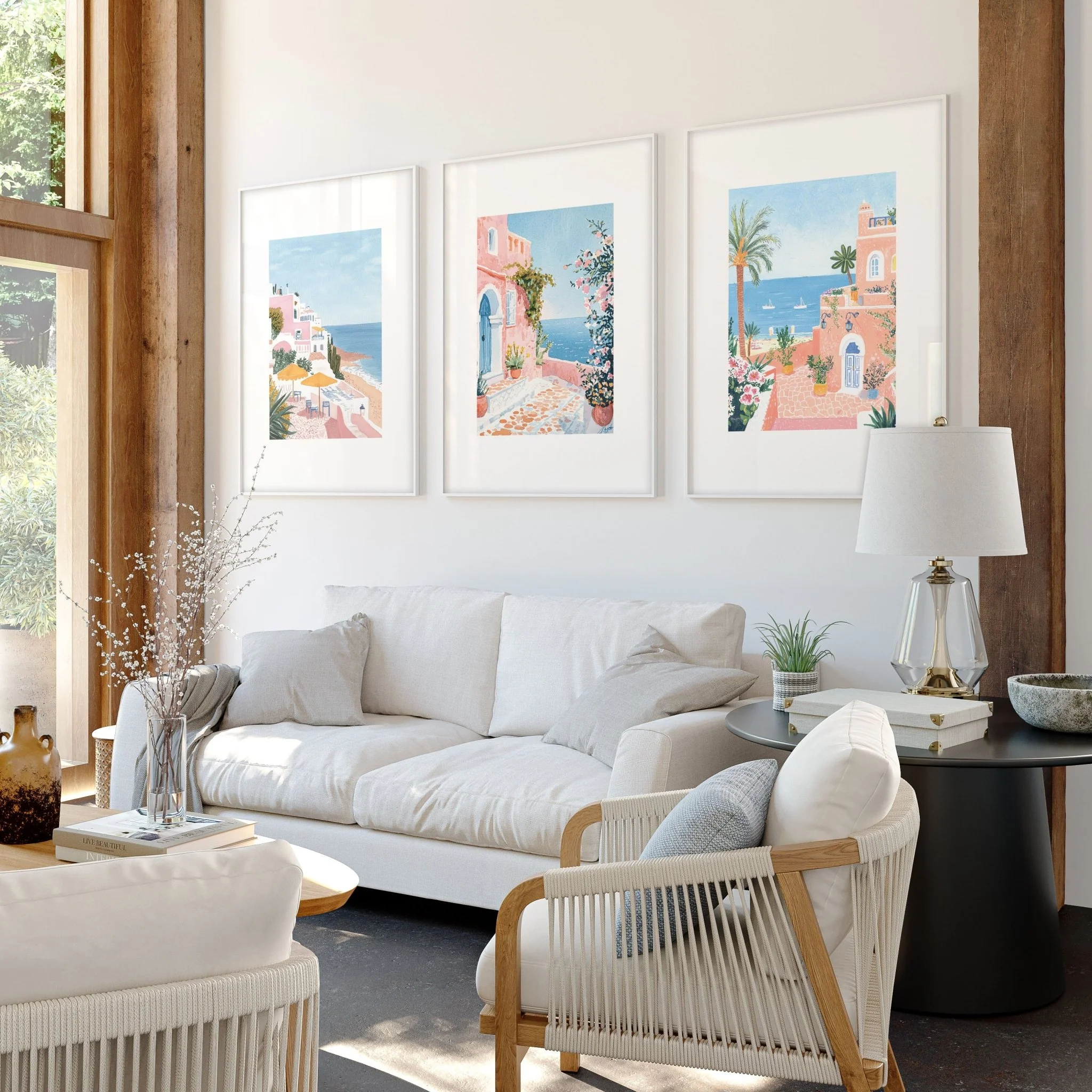 Large Wall Pictures Living Room | Set of 3 Beach Decor Wall art Prints - Image 5