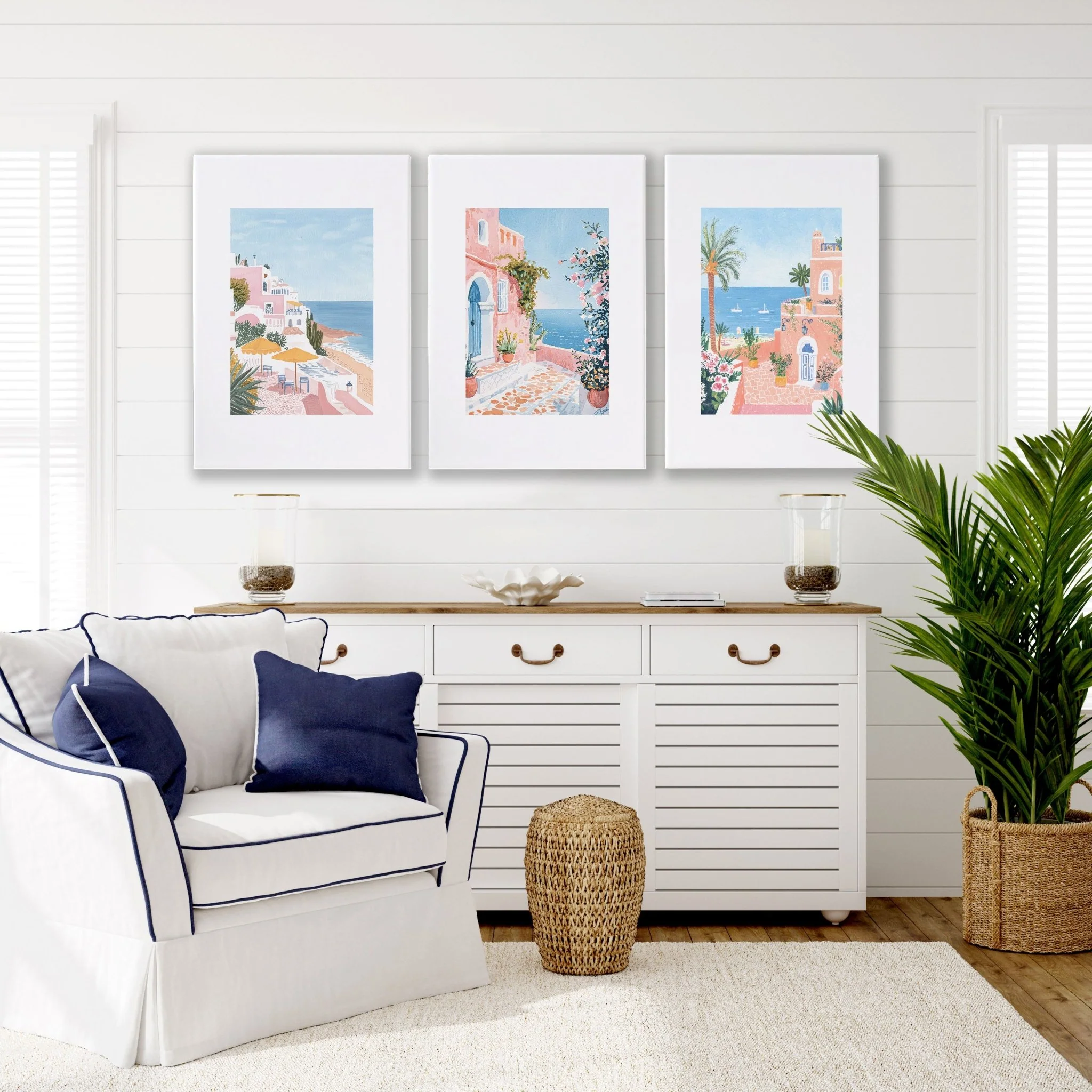 Large Wall Pictures Living Room | Set of 3 Beach Decor Wall art Prints - Image 6