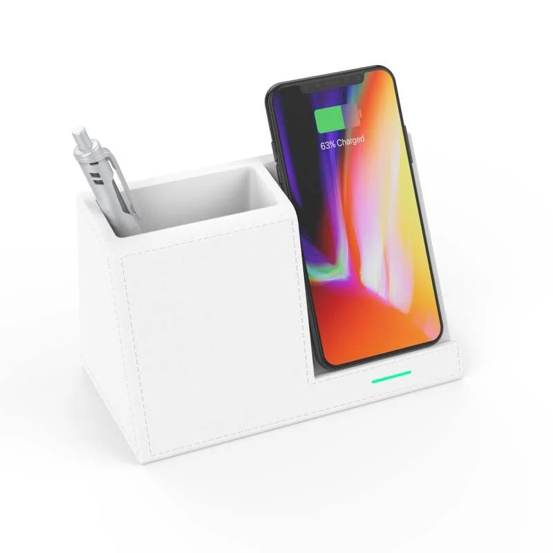 Leather Pen Holder Wireless Charger Wireless Phone Charger And Pen Holder Fast Charging Phone - Image 7