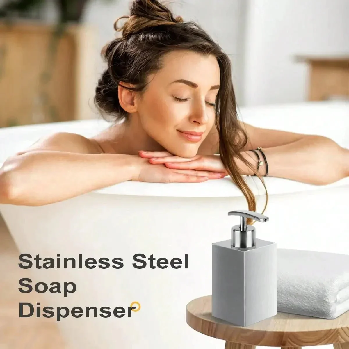 Leeseph Stainless Steel Soap Dispenser, Refillable Pump Bottles Liquid Soap Dispenser, for Kitchen Sink, Countertop, Bathroom - Image 6