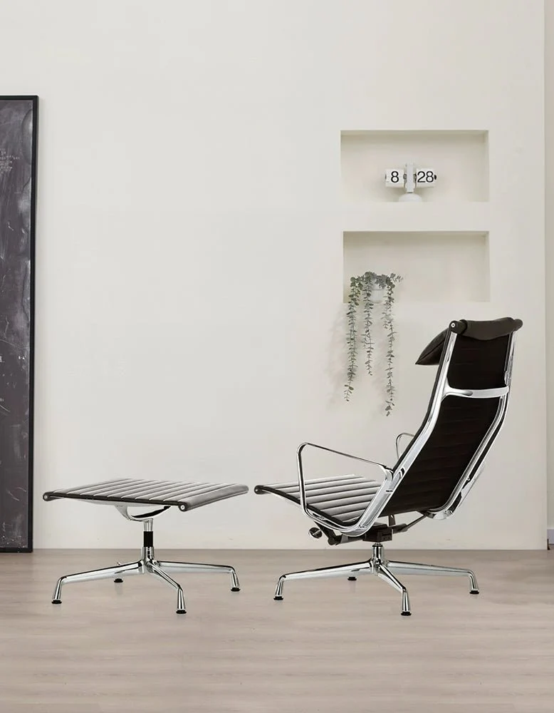Lemos Swivel Lounge Chair With Pillow & Footstool - Image 2