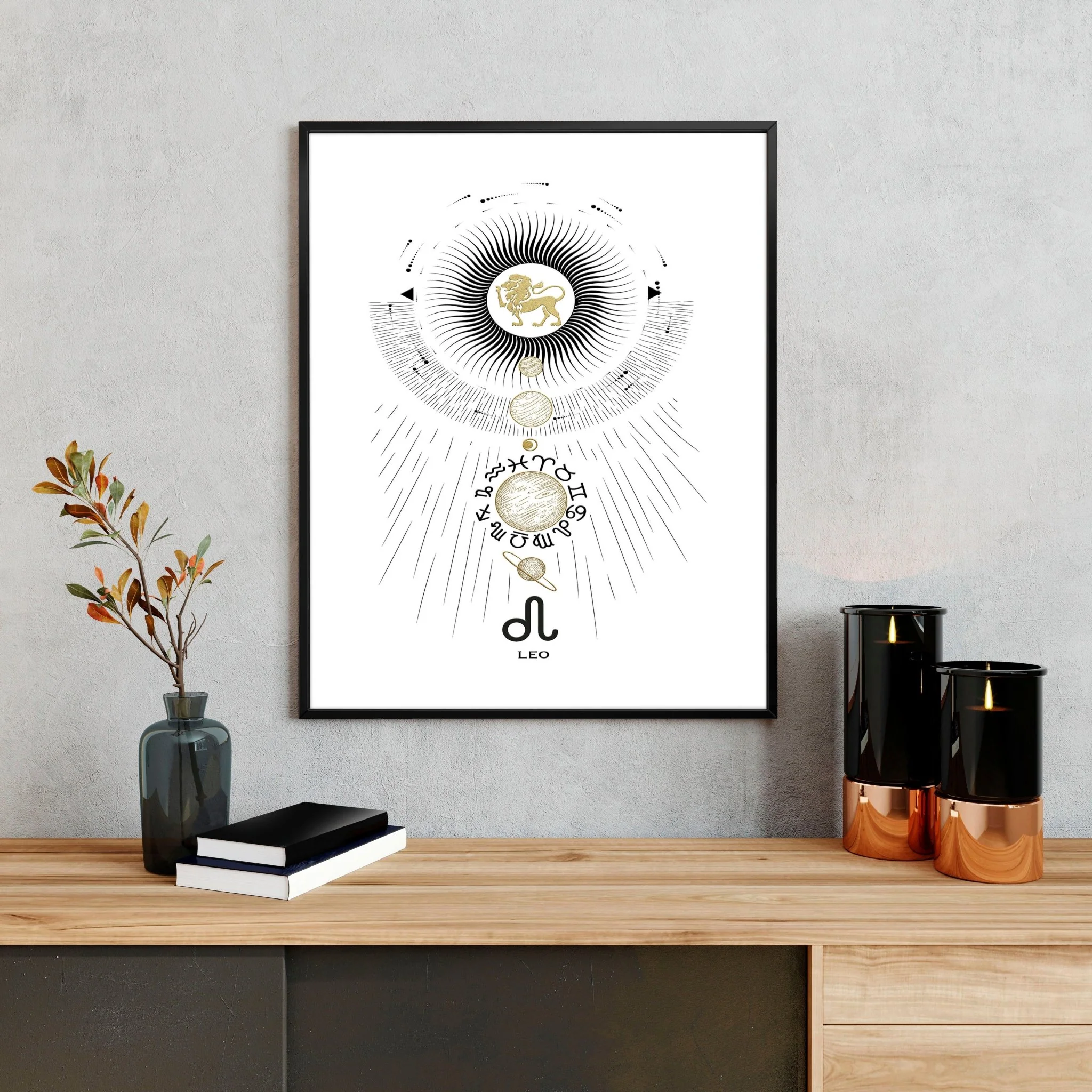 Leo zodiac sign wall art print - Image 5