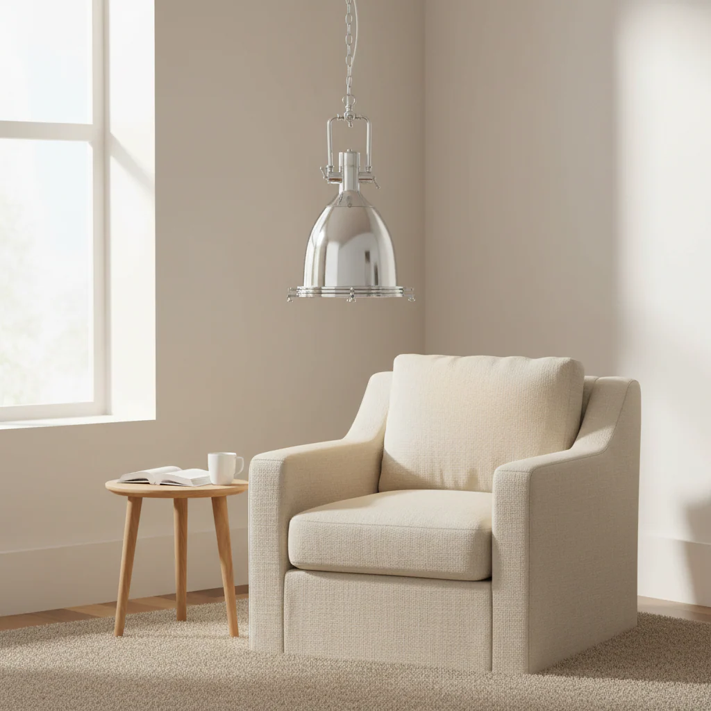 Lexington Large Chrome Plain Pendant Light - Image 4