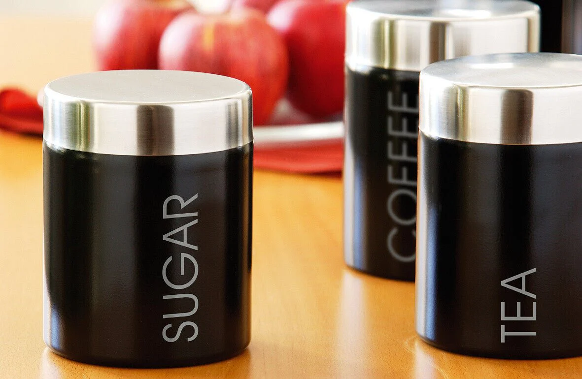 Liberty Black Enamel Sugar Canister With Silver Lid - Image 6