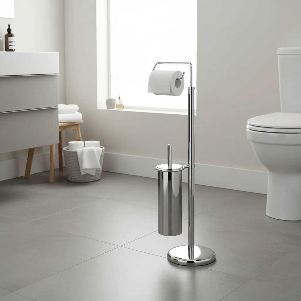 Linnea Chrome Toilet Brush And Roll Holder - Image 3