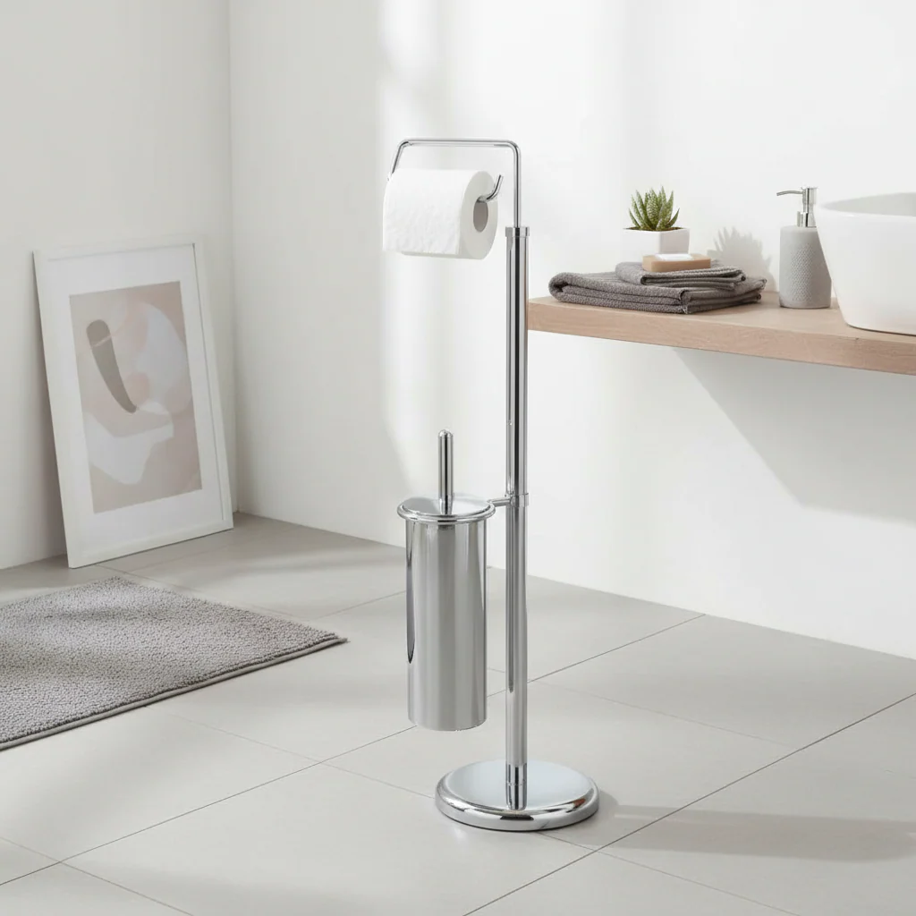 Linnea Chrome Toilet Brush And Roll Holder - Image 4