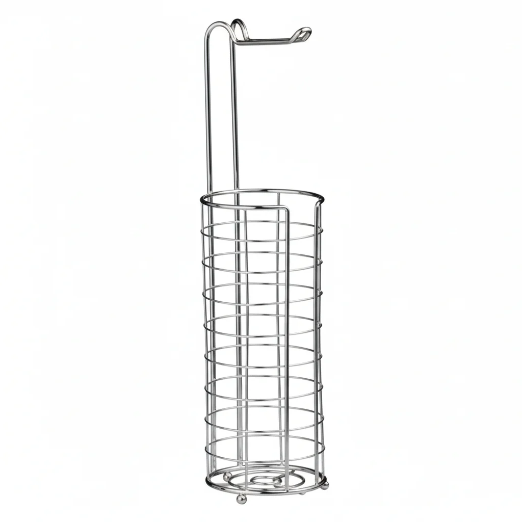 Linnea Chrome Toilet Roll Holder and Storer - Image 5
