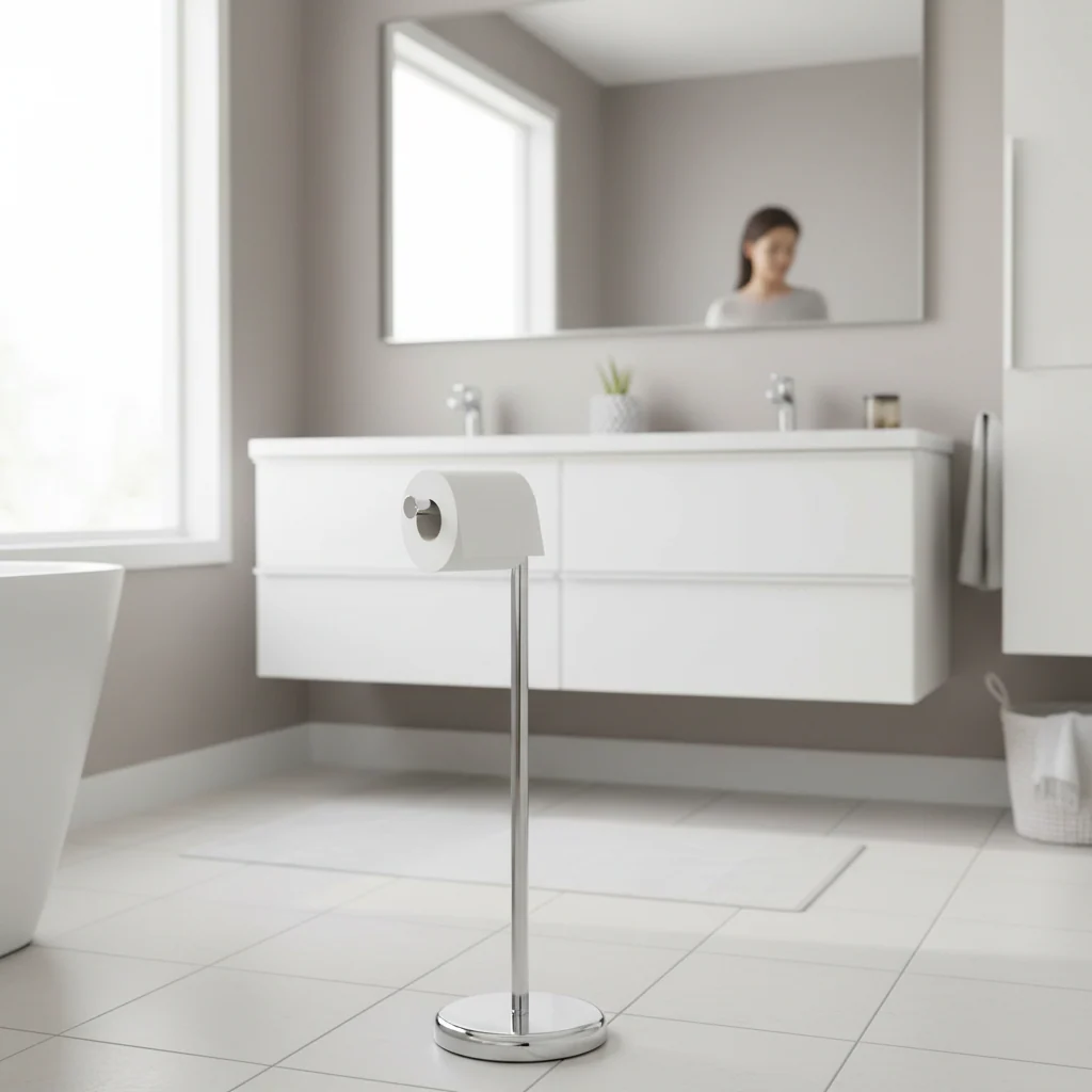 Linnea Chrome Toilet Roll Holder and Storer - Image 2