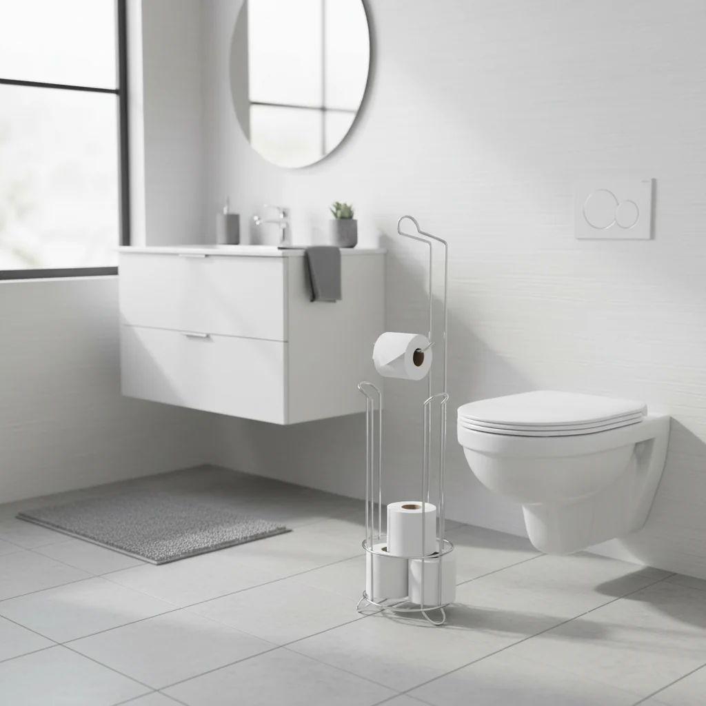 Linnea Chrome Toilet Roll Holder with Storer - Image 7