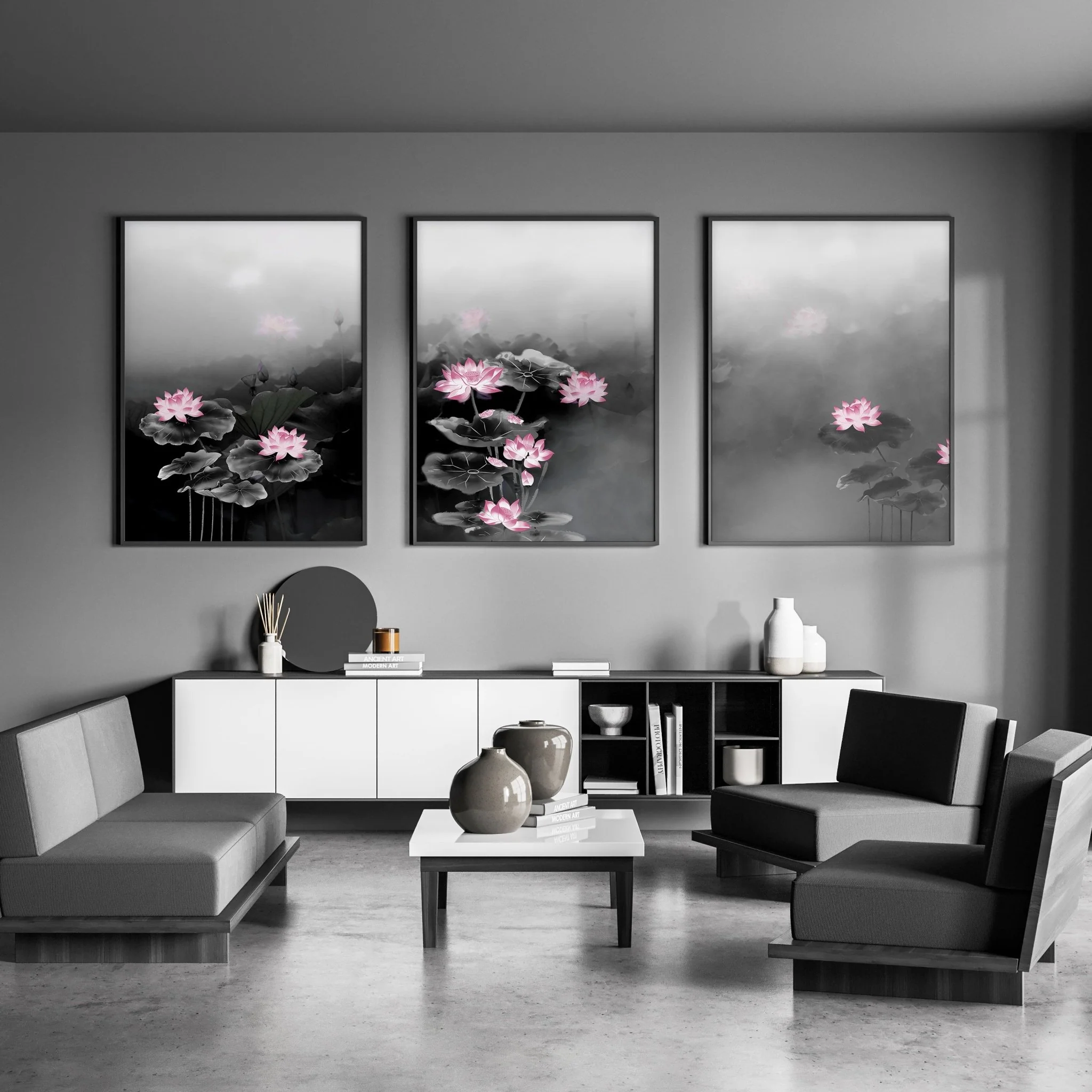 Living Room Canvas Art | Set of 3 Asian Inspired Wall art Prints - Image 3