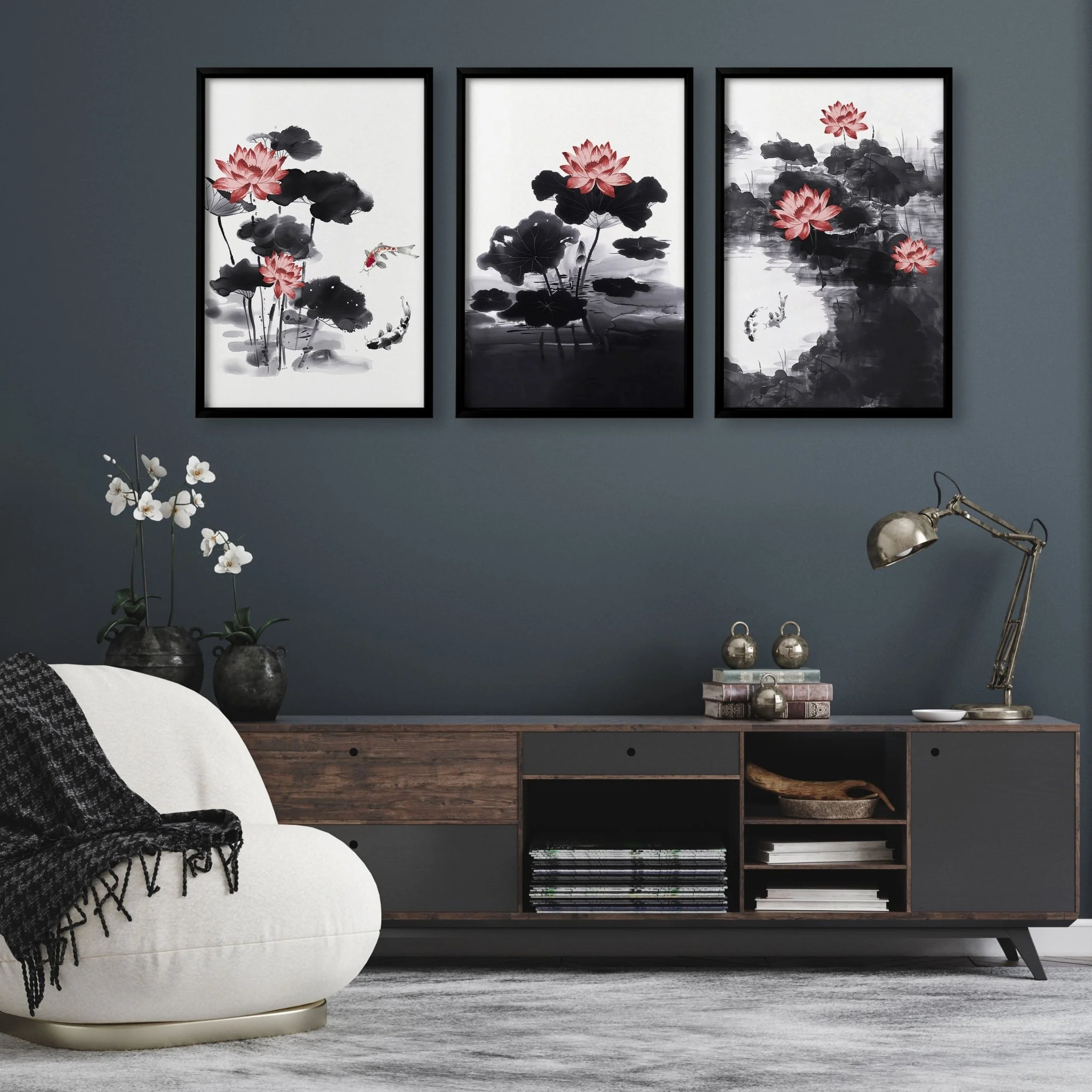 Living Room Canvas | Set of 3 Asian Inspired Wall art Prints - Image 10